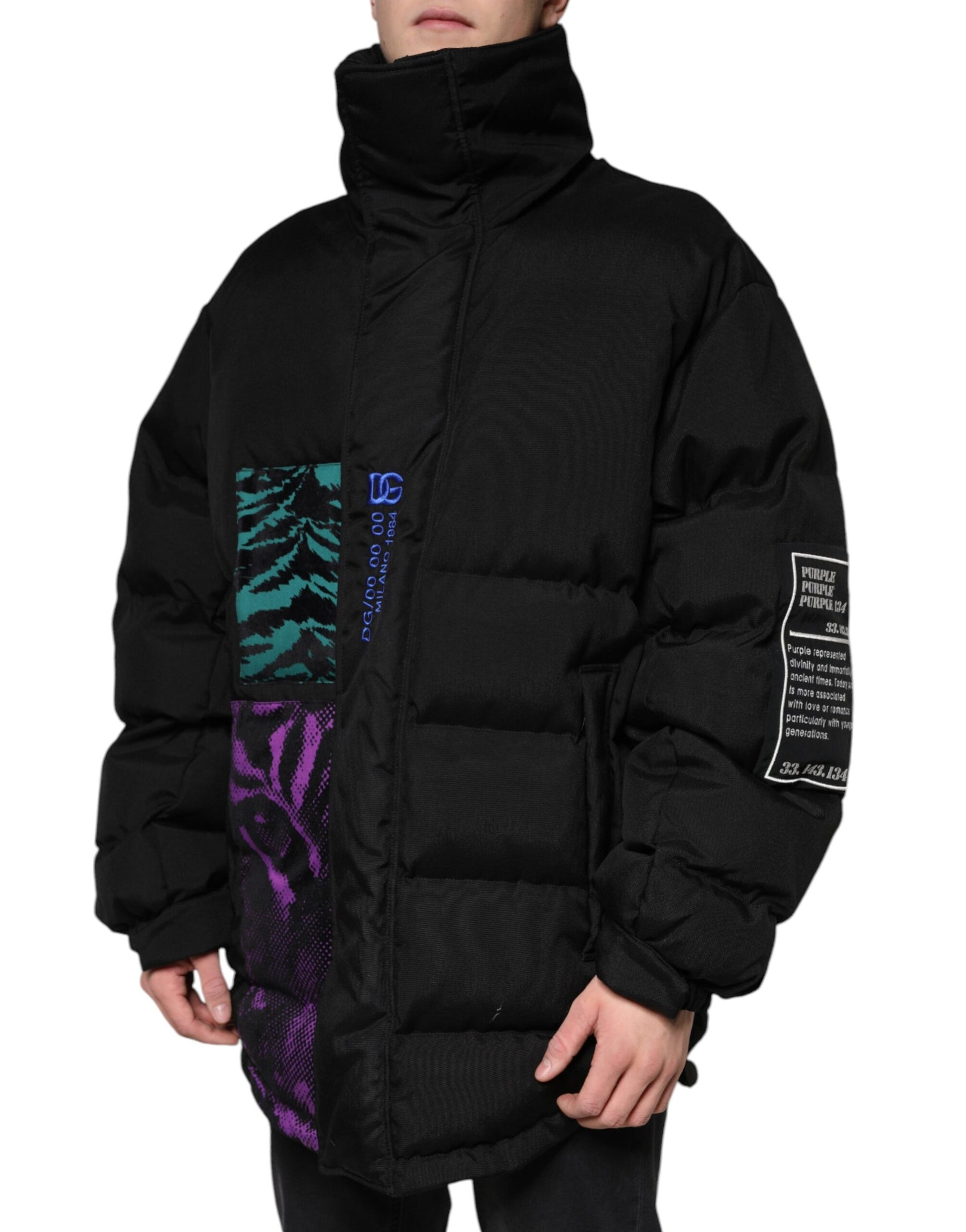 Dolce & Gabbana Black Nylon Puffer Men Full Zip Jacket | Regal Royce