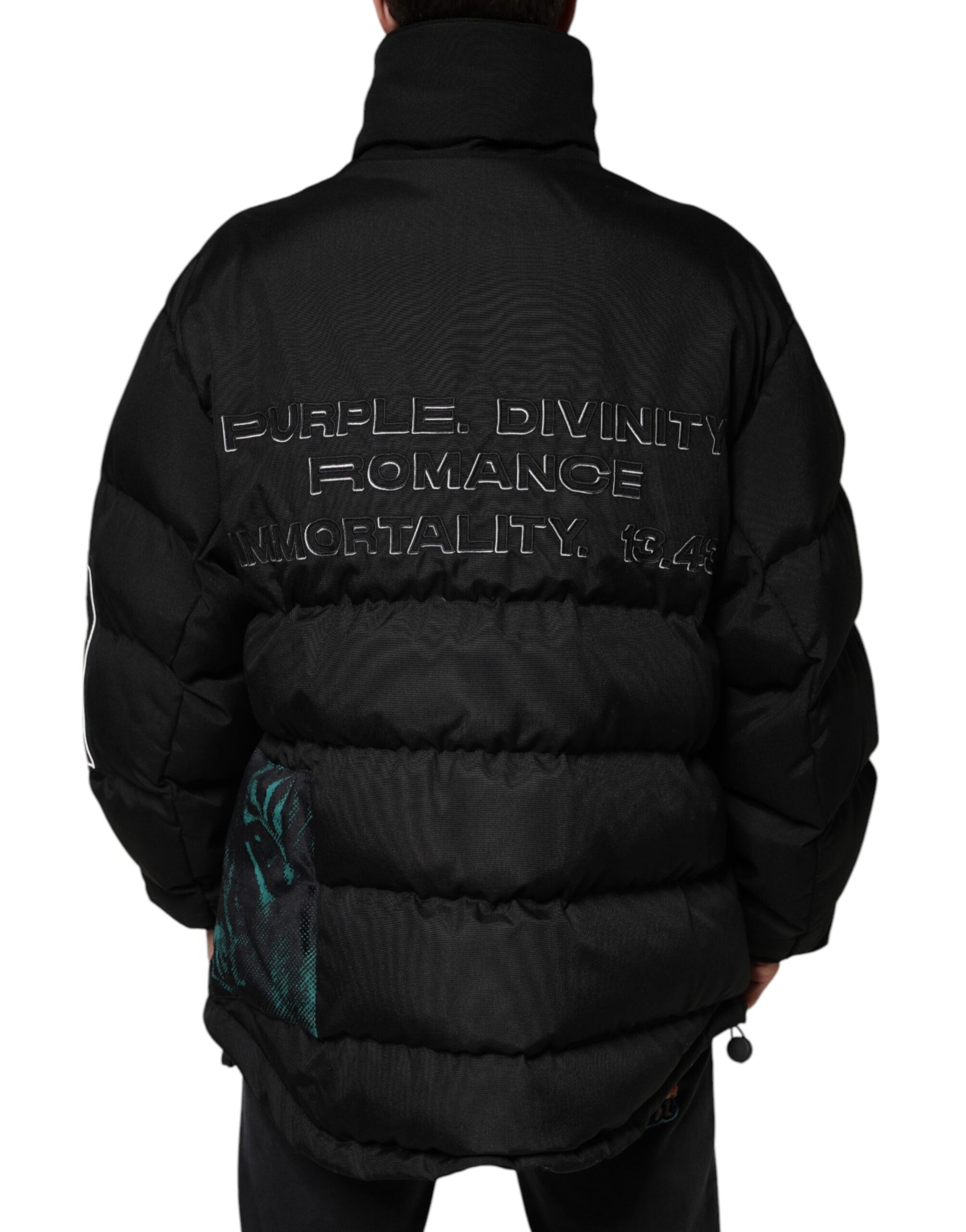 Dolce & Gabbana Black Nylon Puffer Men Full Zip Jacket | Regal Royce