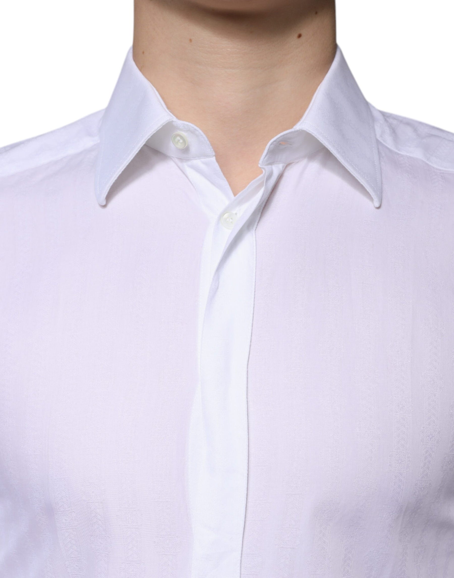 Dolce & Gabbana White Cotton Formal Men GOLD Dress Shirt | Regal Royce