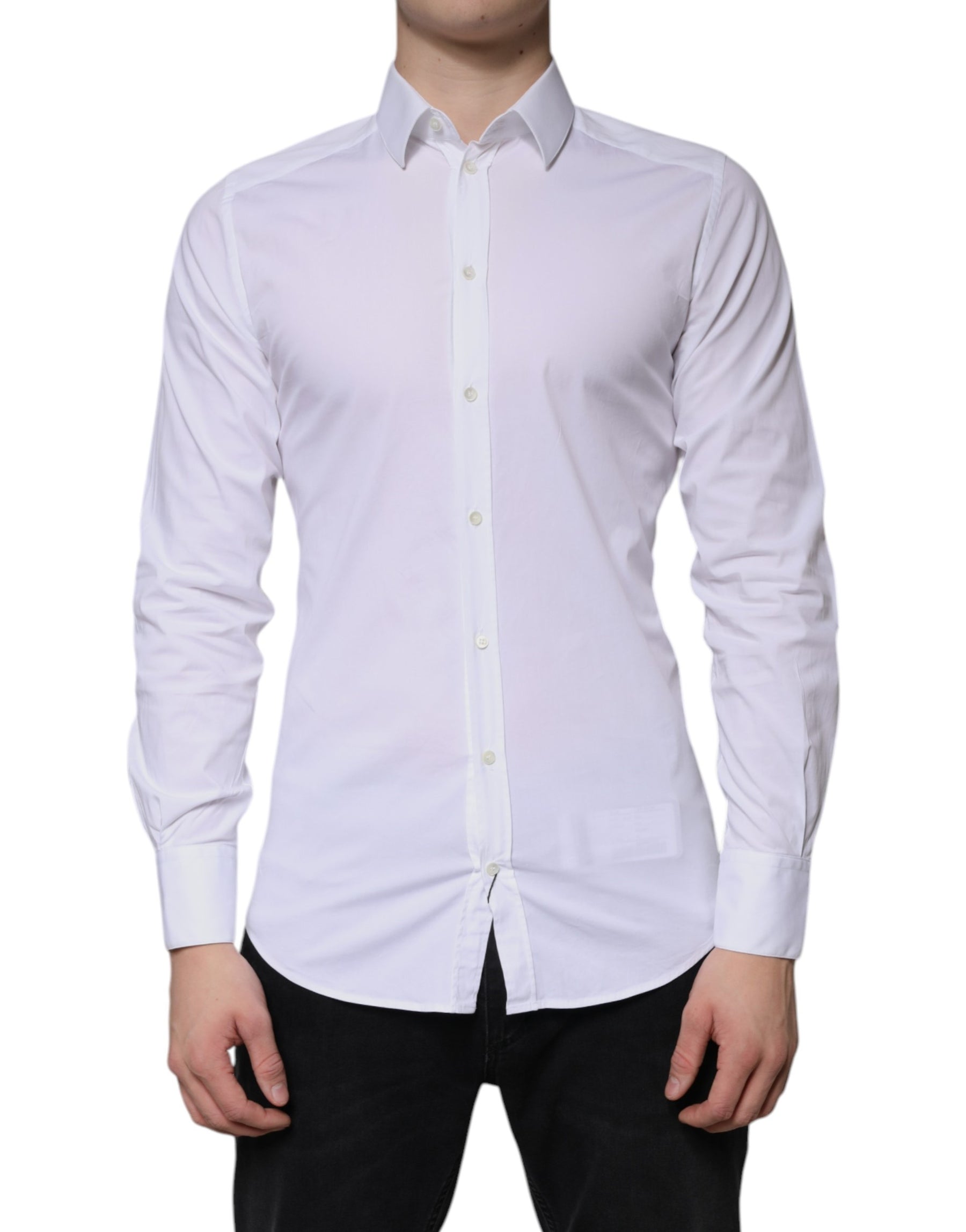 Dolce & Gabbana White Cotton Formal Men GOLD Dress Shirt | Regal Royce
