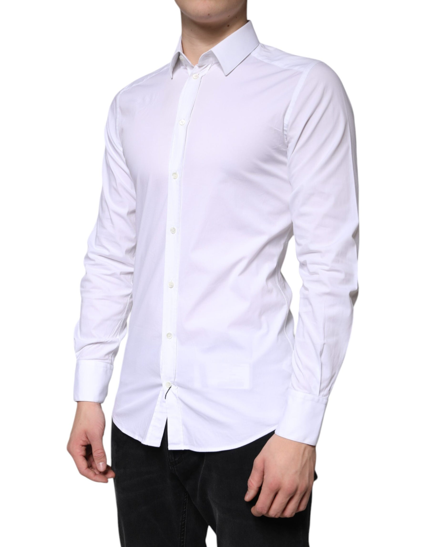 Dolce & Gabbana White Cotton Formal Men GOLD Dress Shirt | Regal Royce