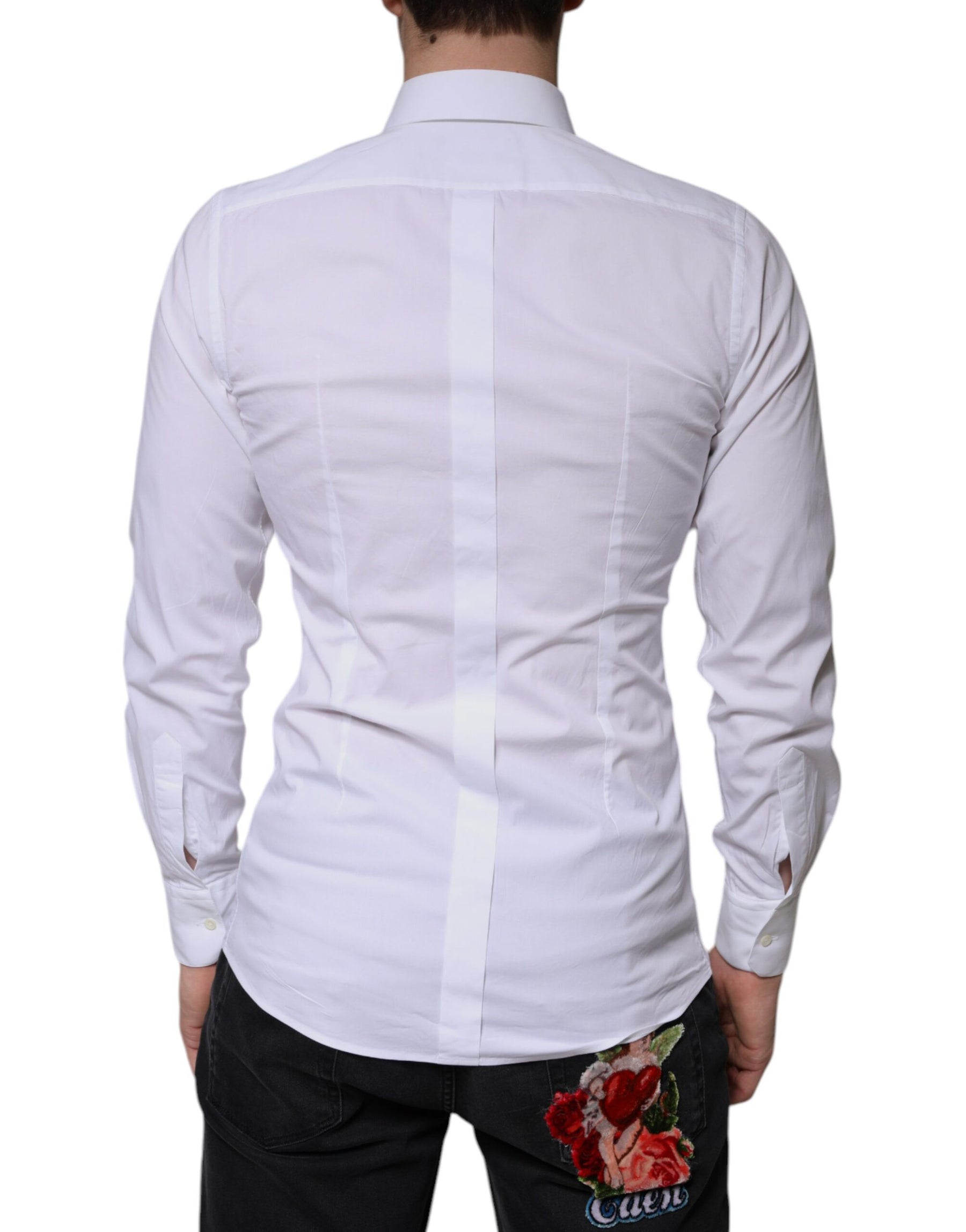 Dolce & Gabbana White Cotton Formal Men GOLD Dress Shirt | Regal Royce