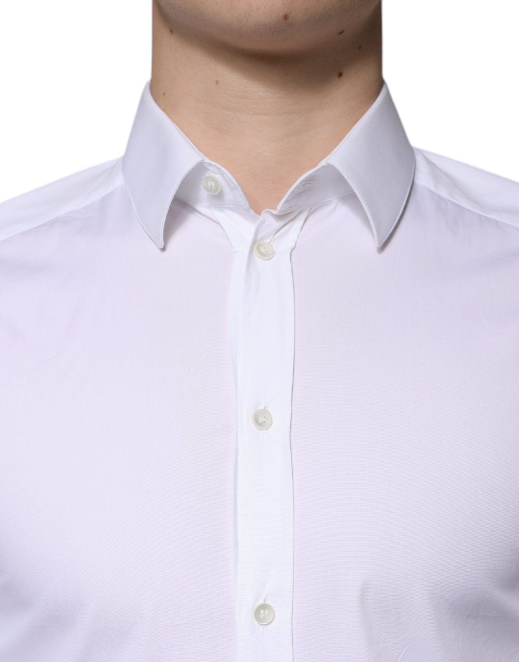 Dolce & Gabbana White Cotton Formal Men GOLD Dress Shirt | Regal Royce