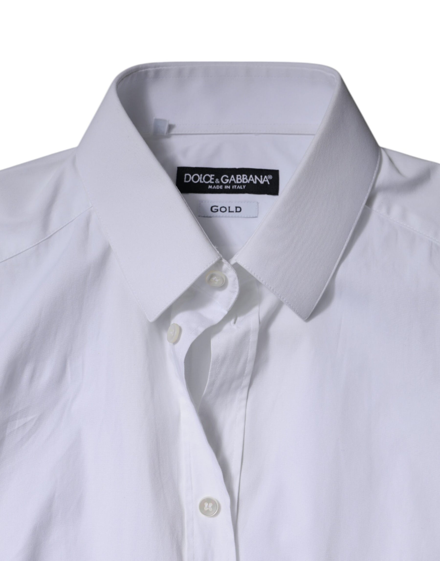 Dolce & Gabbana White Cotton Formal Men GOLD Dress Shirt | Regal Royce