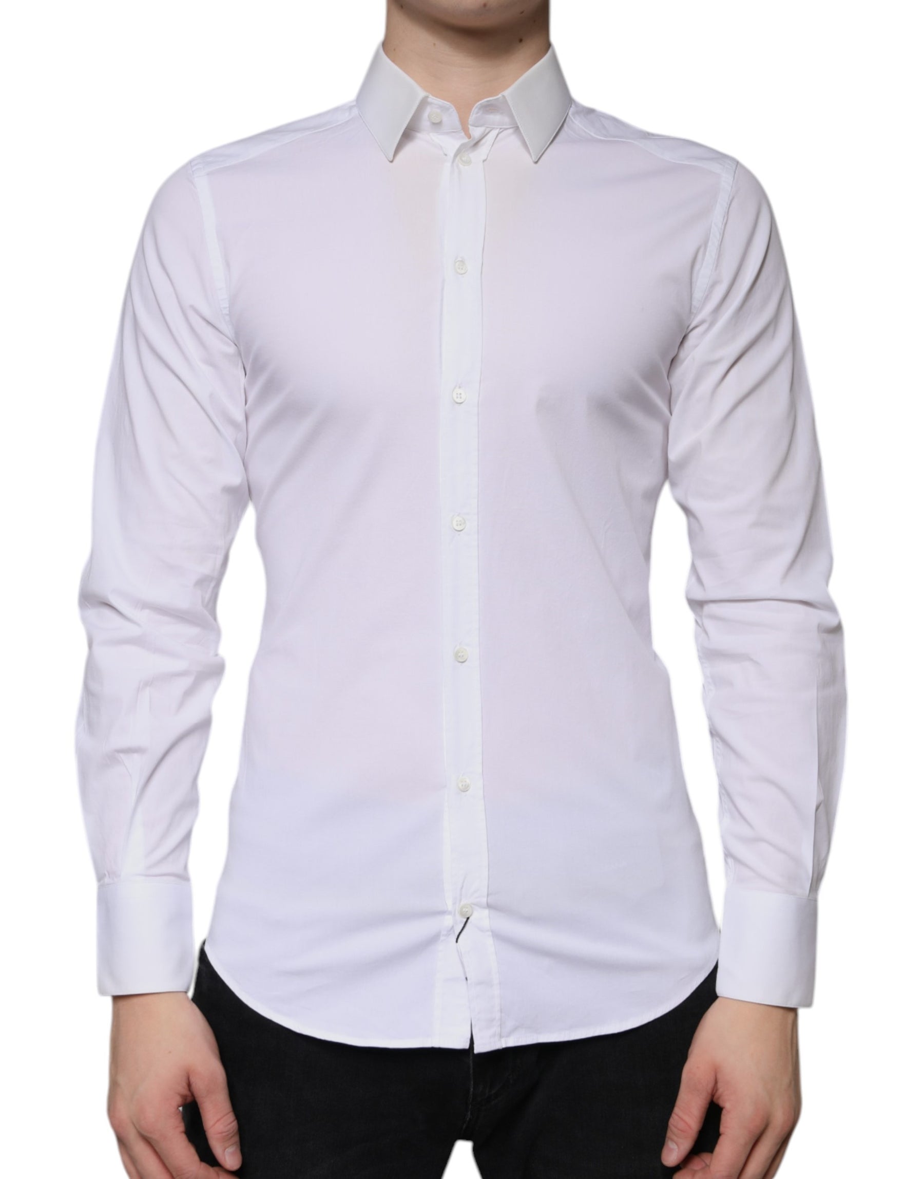 Dolce & Gabbana White Cotton Formal Men GOLD Dress Shirt | Regal Royce