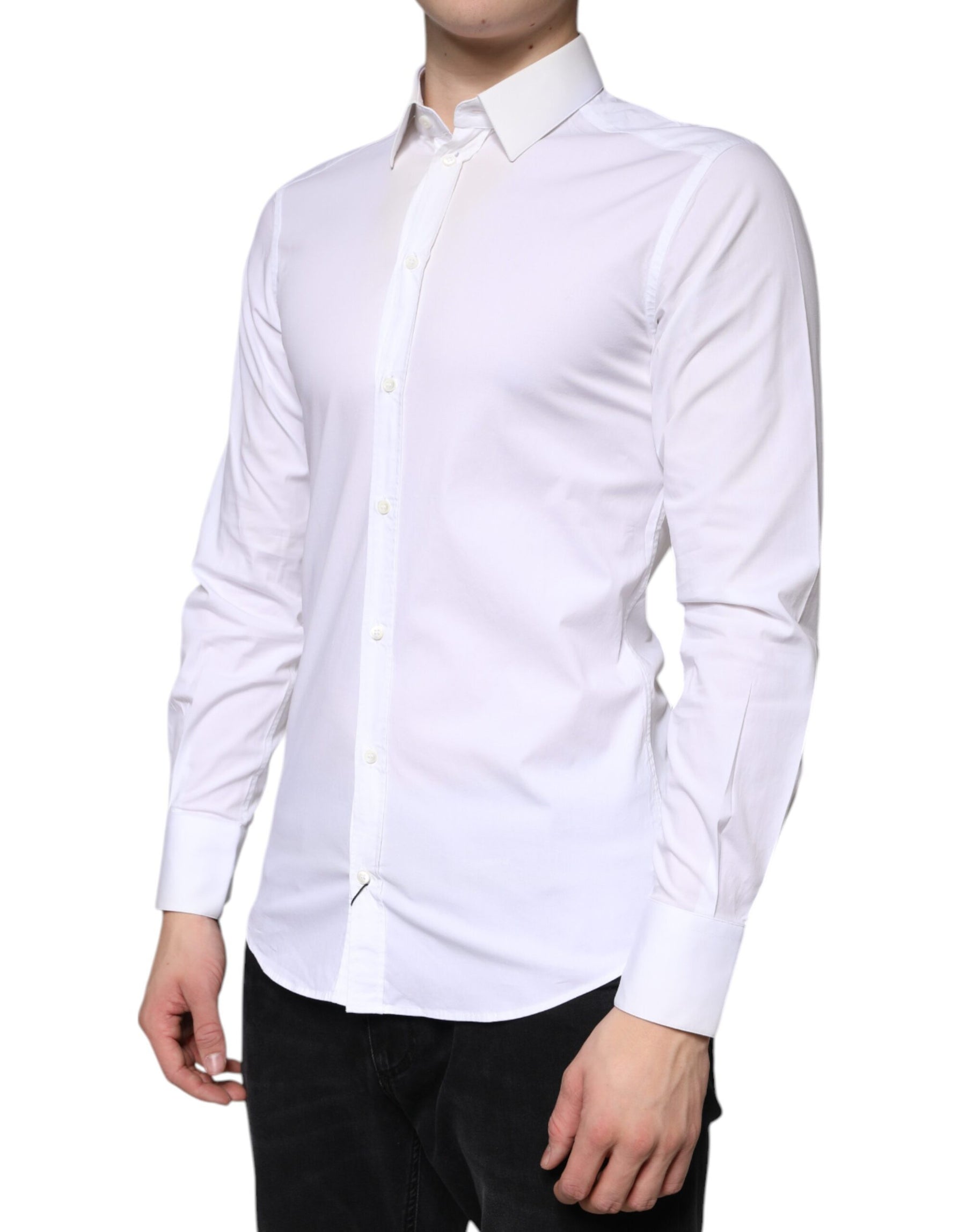 Dolce & Gabbana White Cotton Formal Men GOLD Dress Shirt | Regal Royce