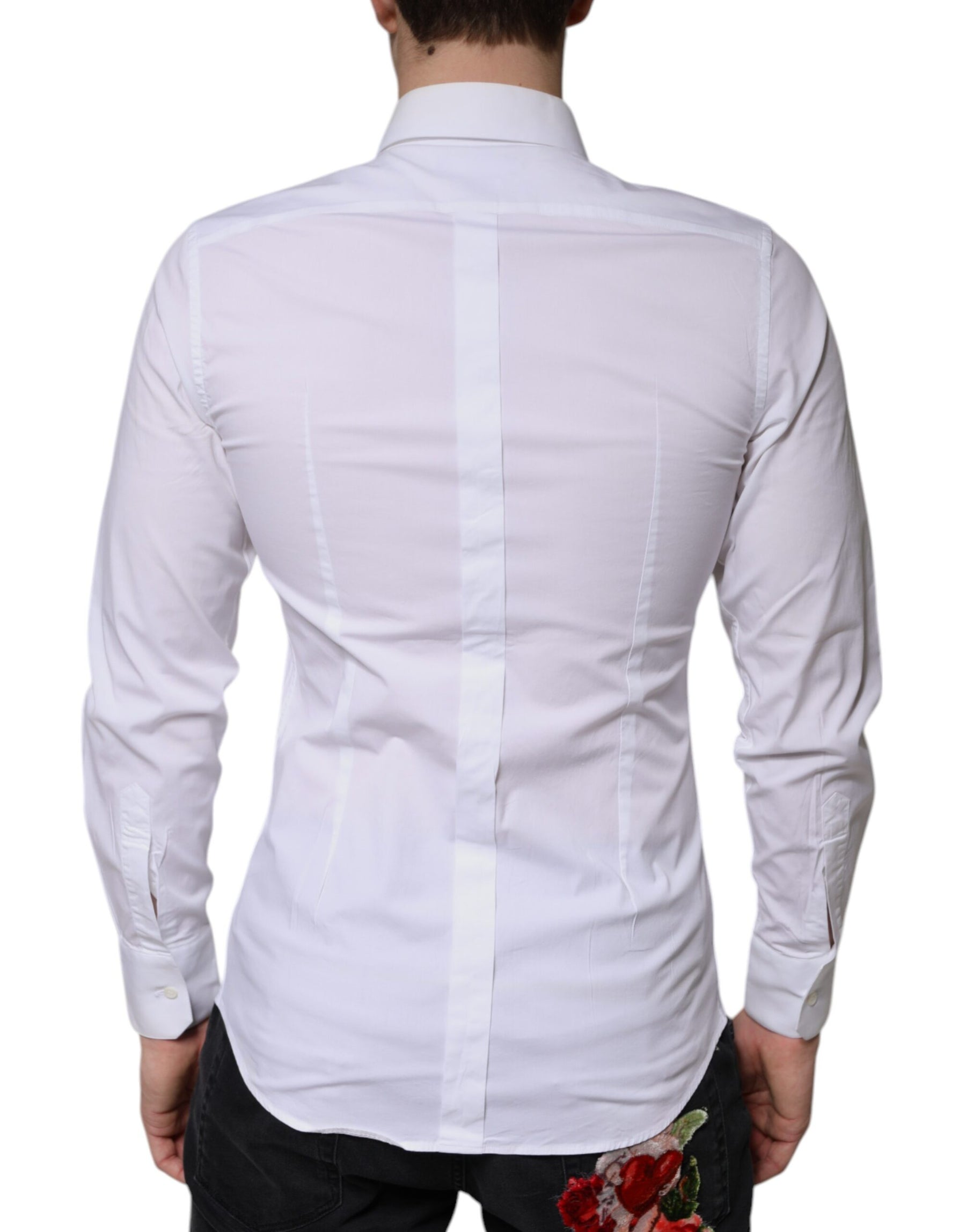 Dolce & Gabbana White Cotton Formal Men GOLD Dress Shirt | Regal Royce