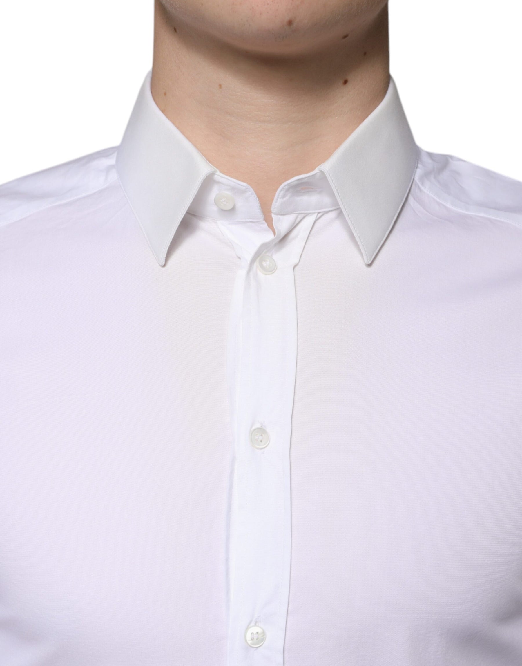 Dolce & Gabbana White Cotton Formal Men GOLD Dress Shirt | Regal Royce