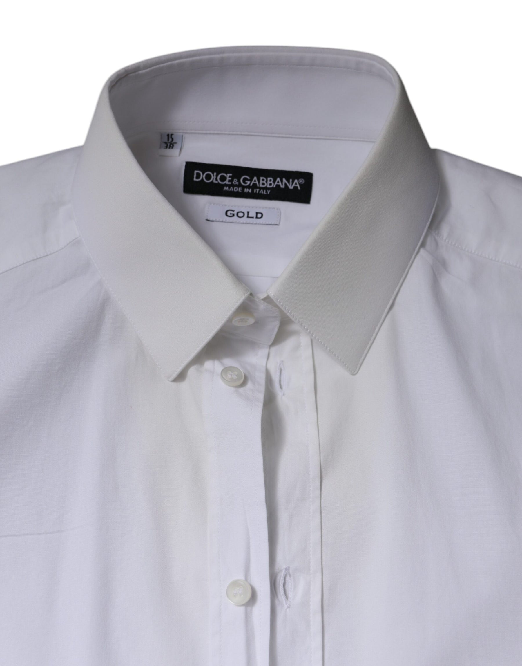 Dolce & Gabbana White Cotton Formal Men GOLD Dress Shirt | Regal Royce