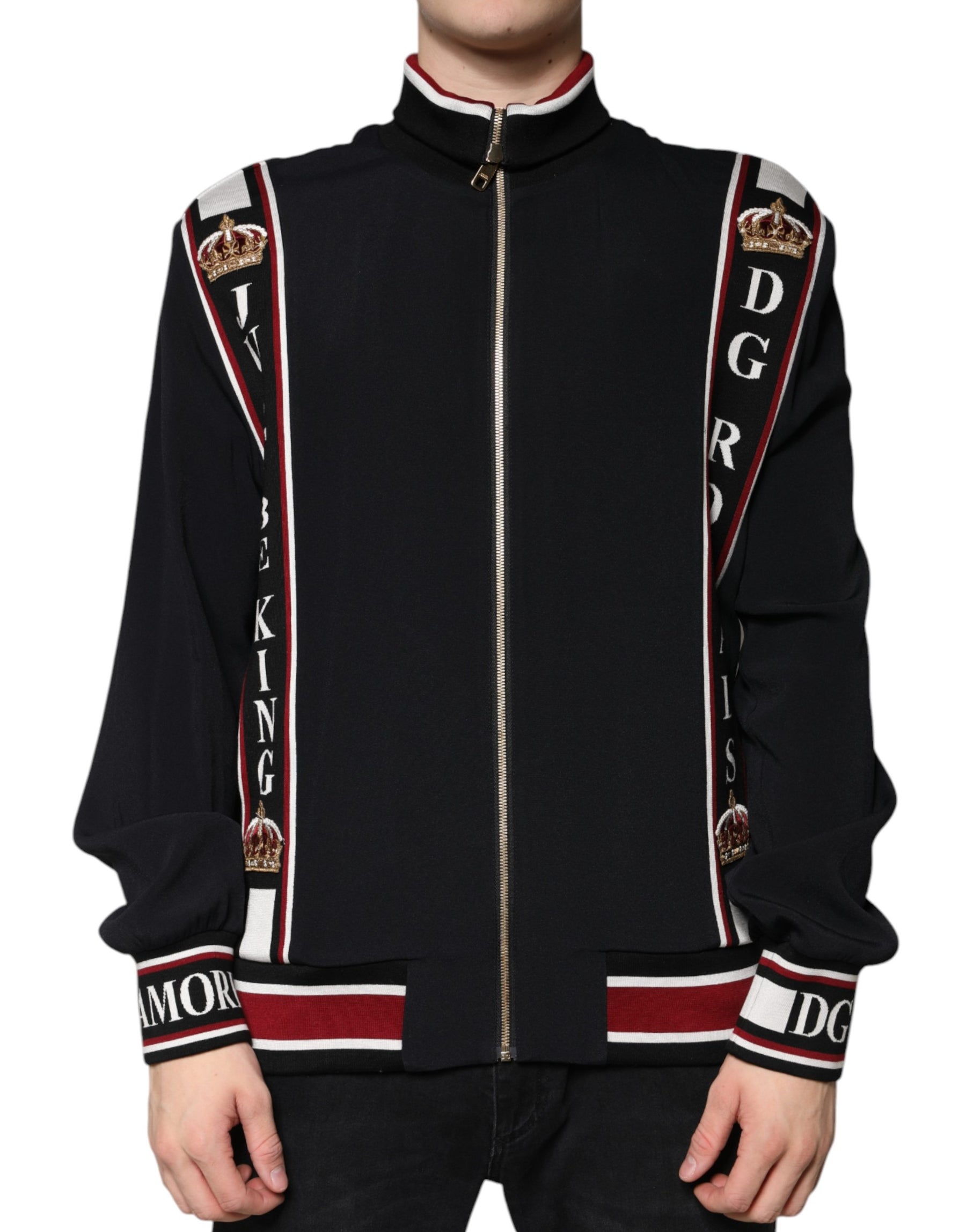 Dolce & Gabbana Black DG King Full Zip Sweatshirt Sweater | Regal Royce
