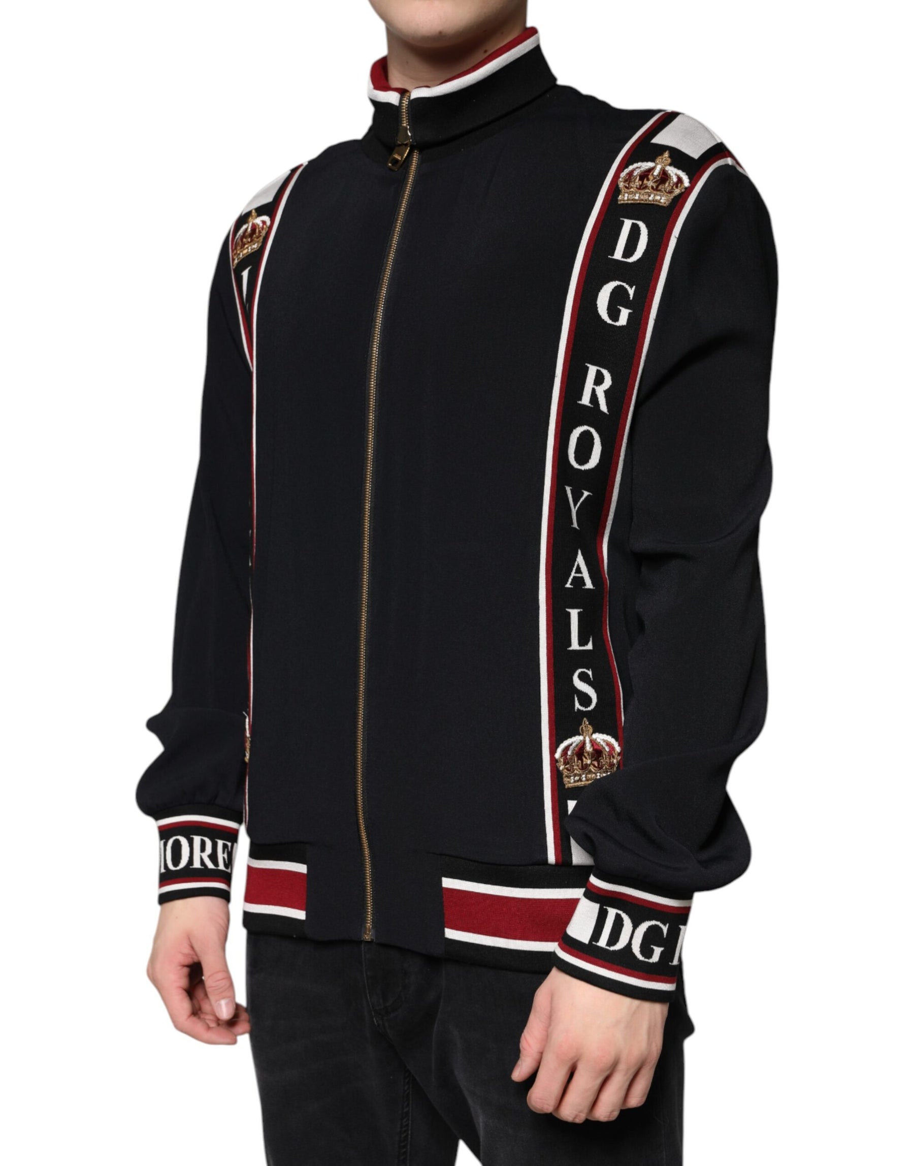 Dolce & Gabbana Black DG King Full Zip Sweatshirt Sweater | Regal Royce