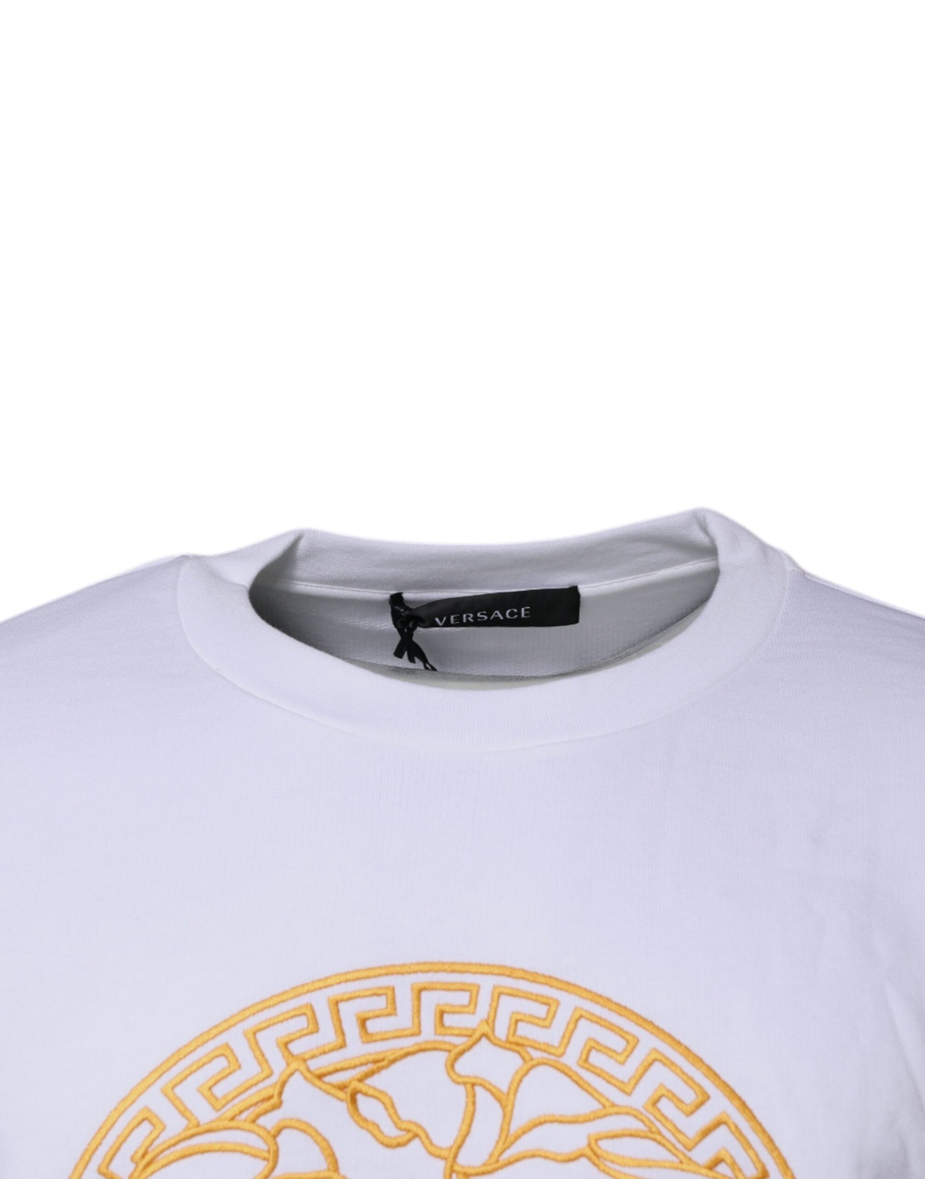 Versace White Medusa Embroidery Crew Neck Pullover Sweater | Regal Royce