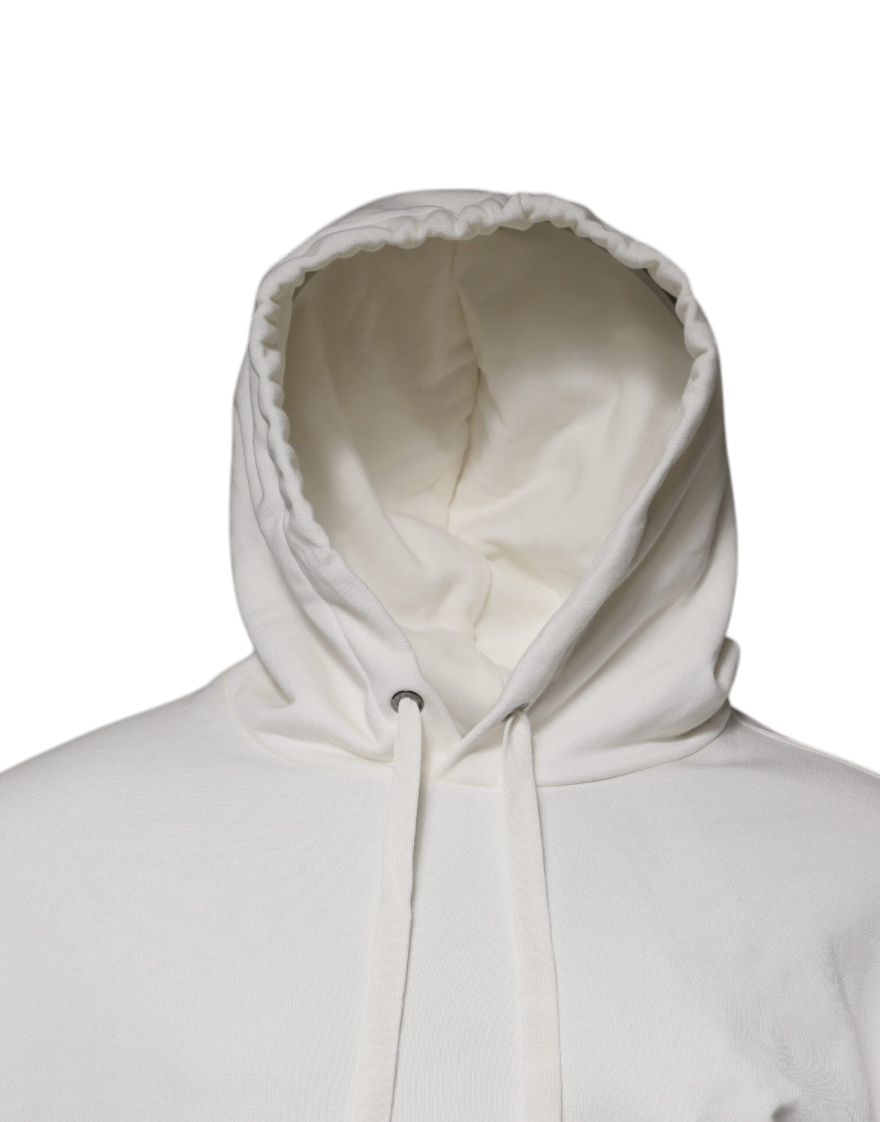 Dolce & Gabbana White Logo Hooded Pullover Men Sweatshirt Sweater | Regal Royce