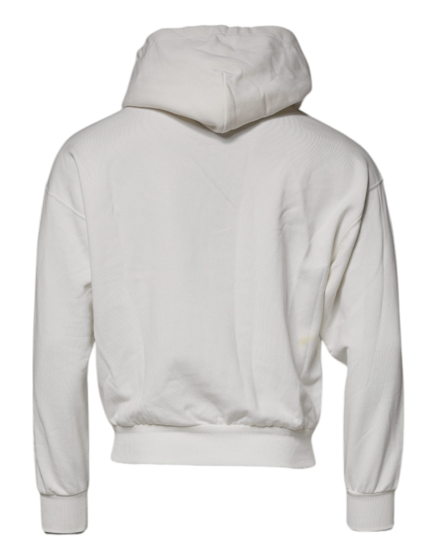 Dolce & Gabbana White Logo Hooded Pullover Men Sweatshirt Sweater | Regal Royce