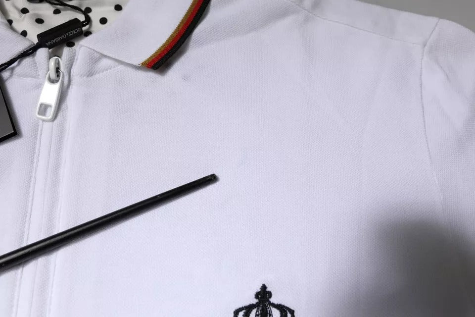 Dolce & Gabbana White Crown Men Full Zip Sweatshirt Sweater | Regal Royce