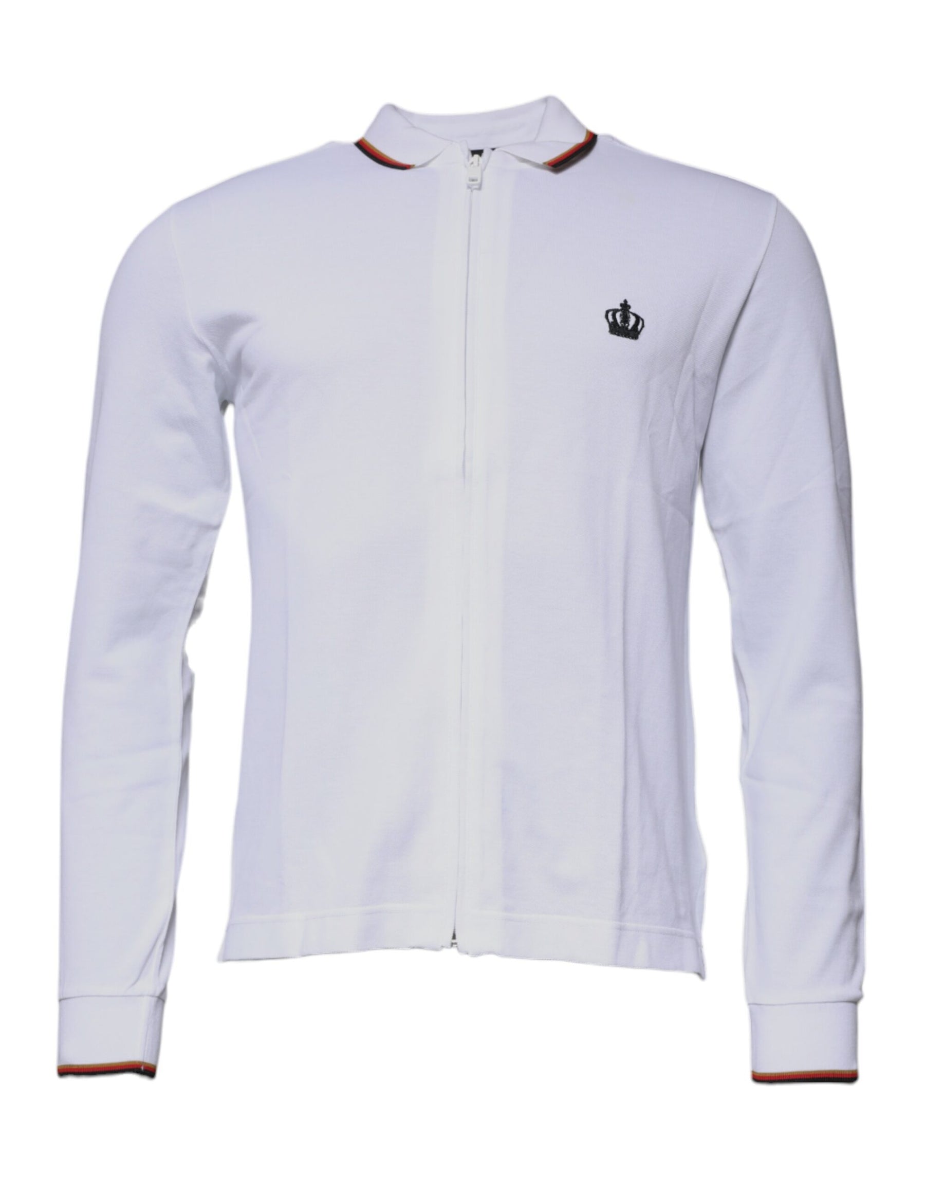 Dolce & Gabbana White Crown Men Full Zip Sweatshirt Sweater | Regal Royce