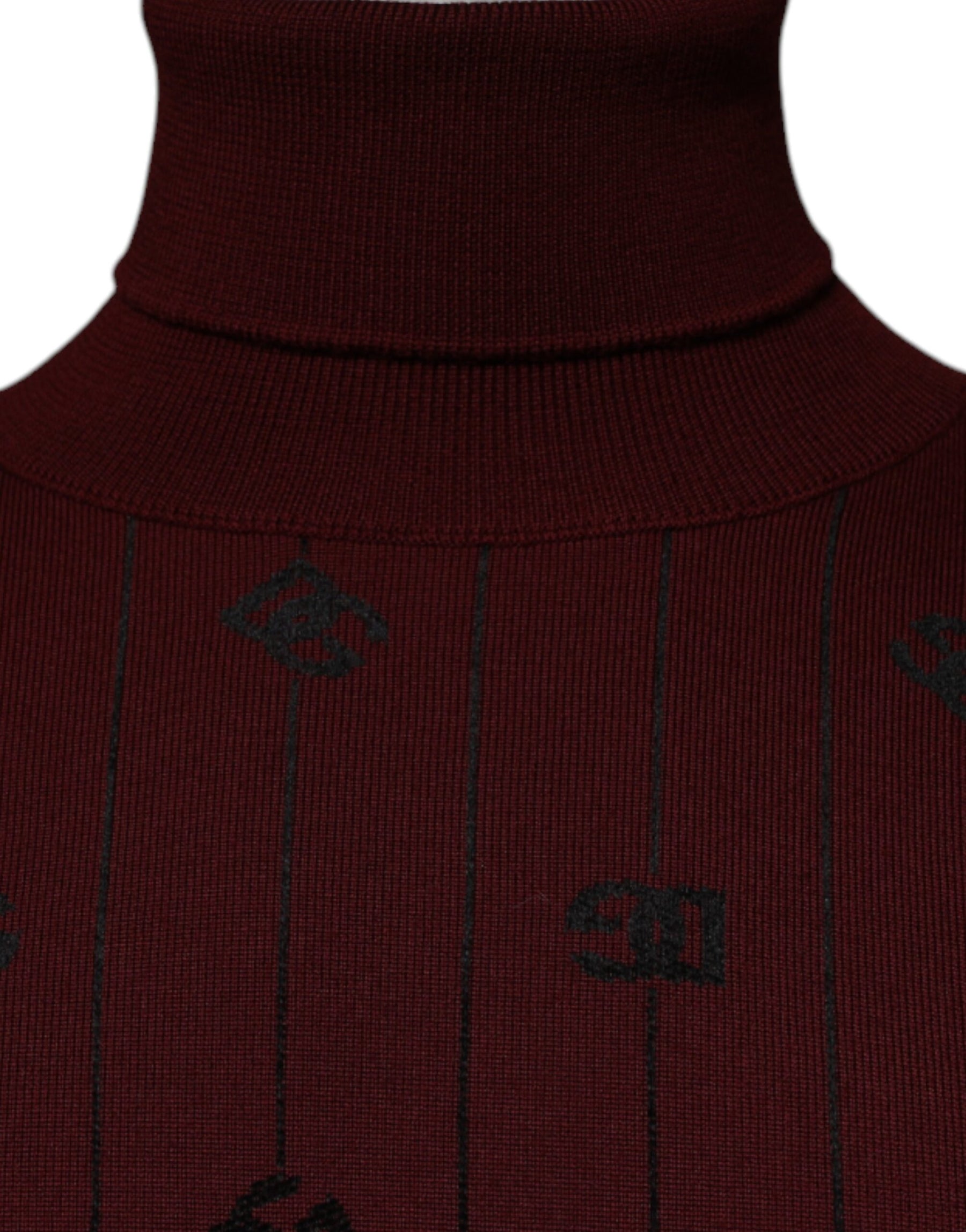 Dolce & Gabbana Maroon Monogram Turtleneck Pullover Sweater | Regal Royce