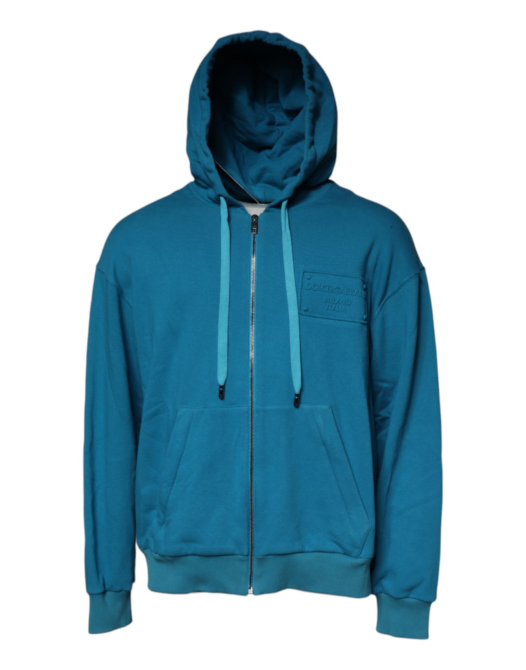 Dolce & Gabbana Blue Logo Cotton Hooded Sweatshirt Sweater | Regal Royce
