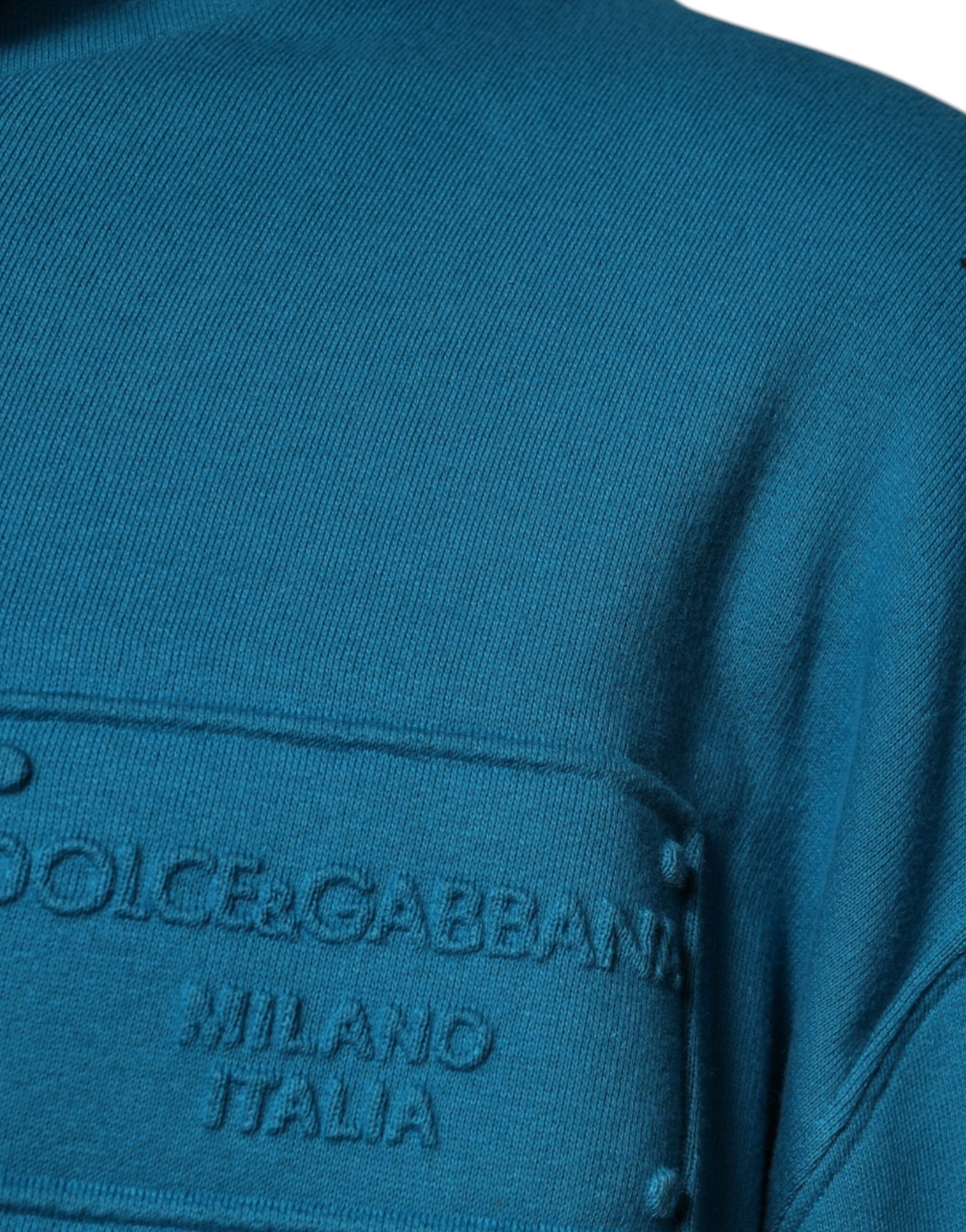 Dolce & Gabbana Blue Logo Cotton Hooded Sweatshirt Sweater | Regal Royce