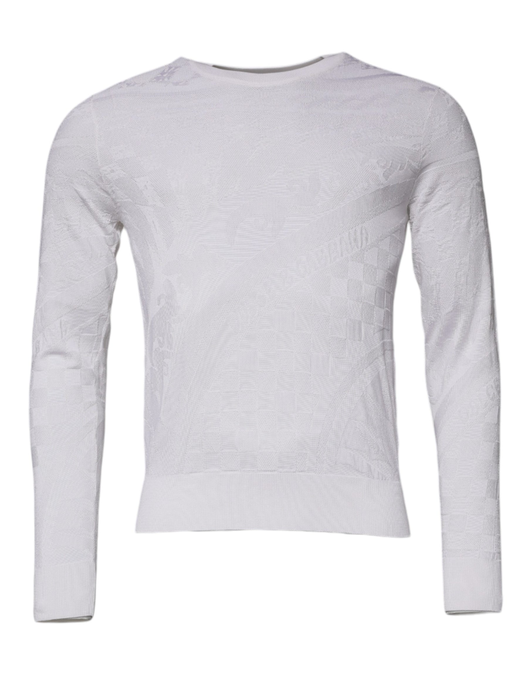 Dolce & Gabbana White Silk Crew Neck Men Pullover Sweater | Regal Royce