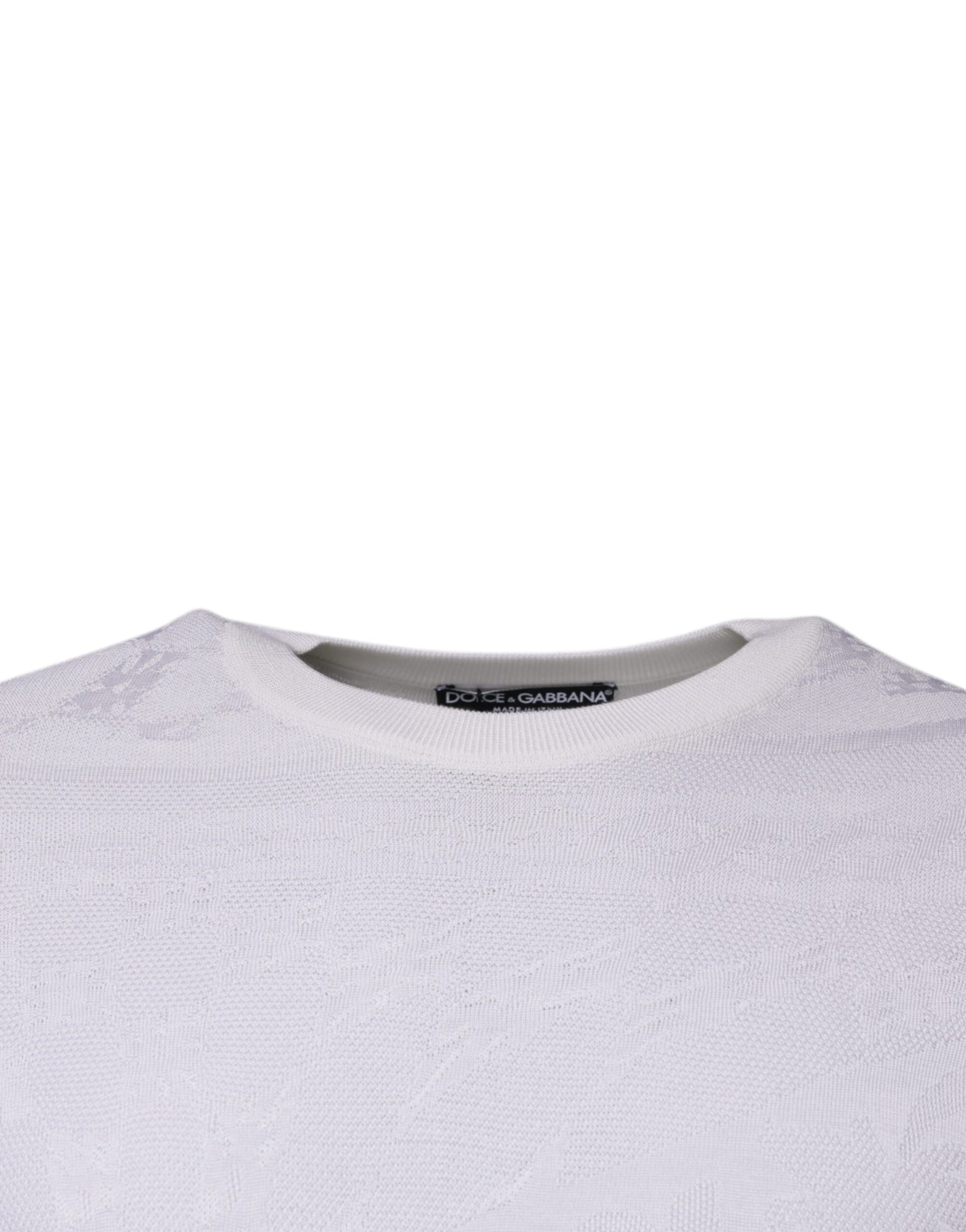 Dolce & Gabbana White Silk Crew Neck Men Pullover Sweater | Regal Royce