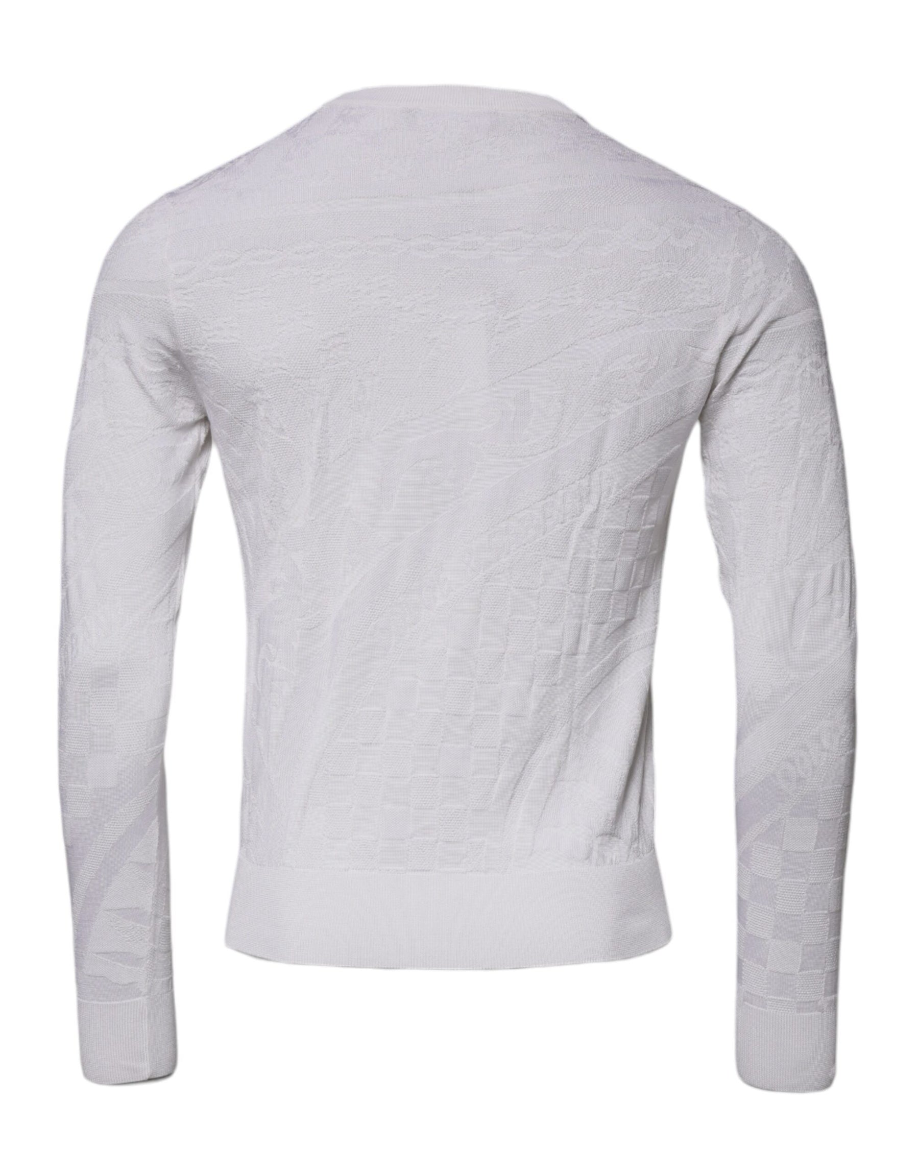 Dolce & Gabbana White Silk Crew Neck Men Pullover Sweater | Regal Royce