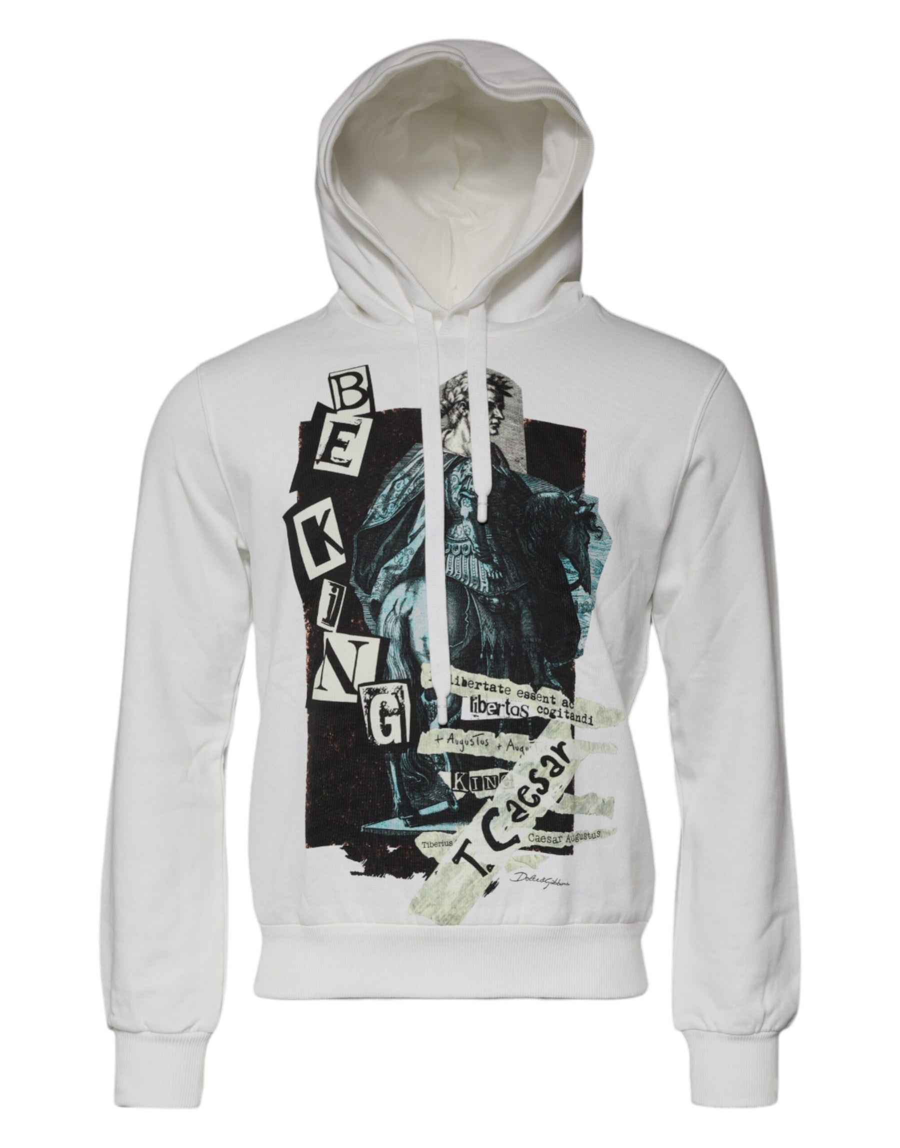 Dolce & Gabbana White Caesar Cotton Hooded Pullover Sweater | Regal Royce