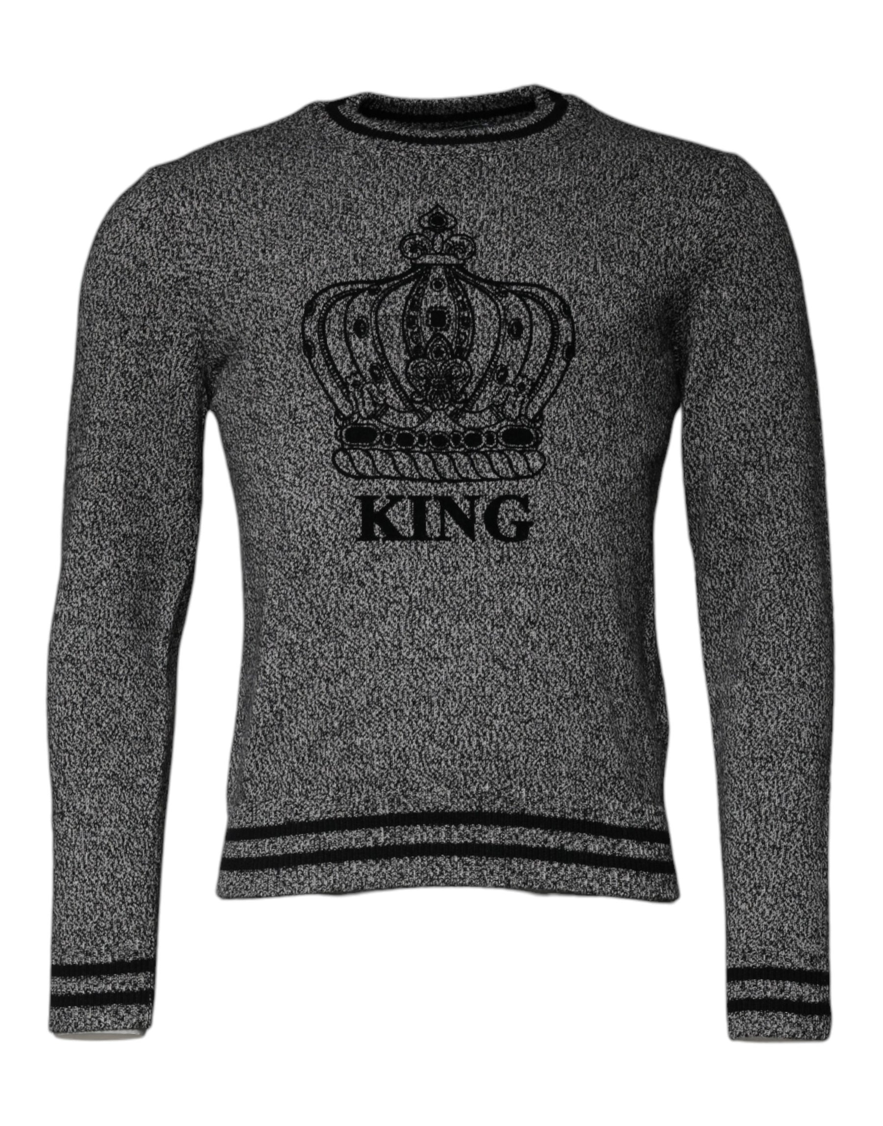 Dolce & Gabbana Gray Crown King Cashmere Pullover Sweater | Regal Royce
