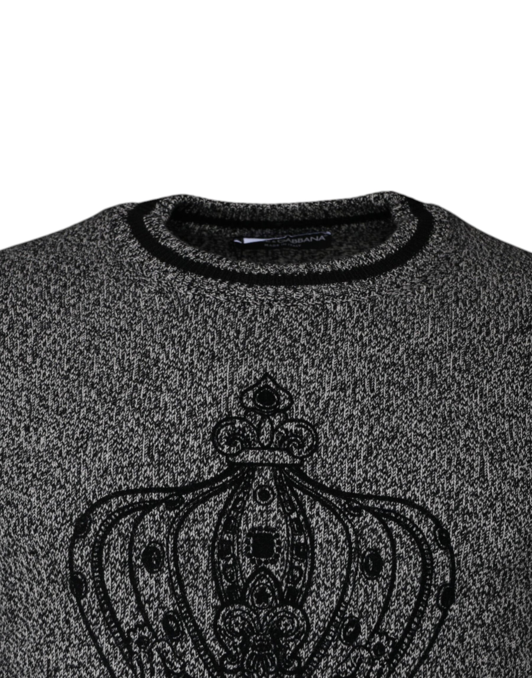 Dolce & Gabbana Gray Crown King Cashmere Pullover Sweater | Regal Royce