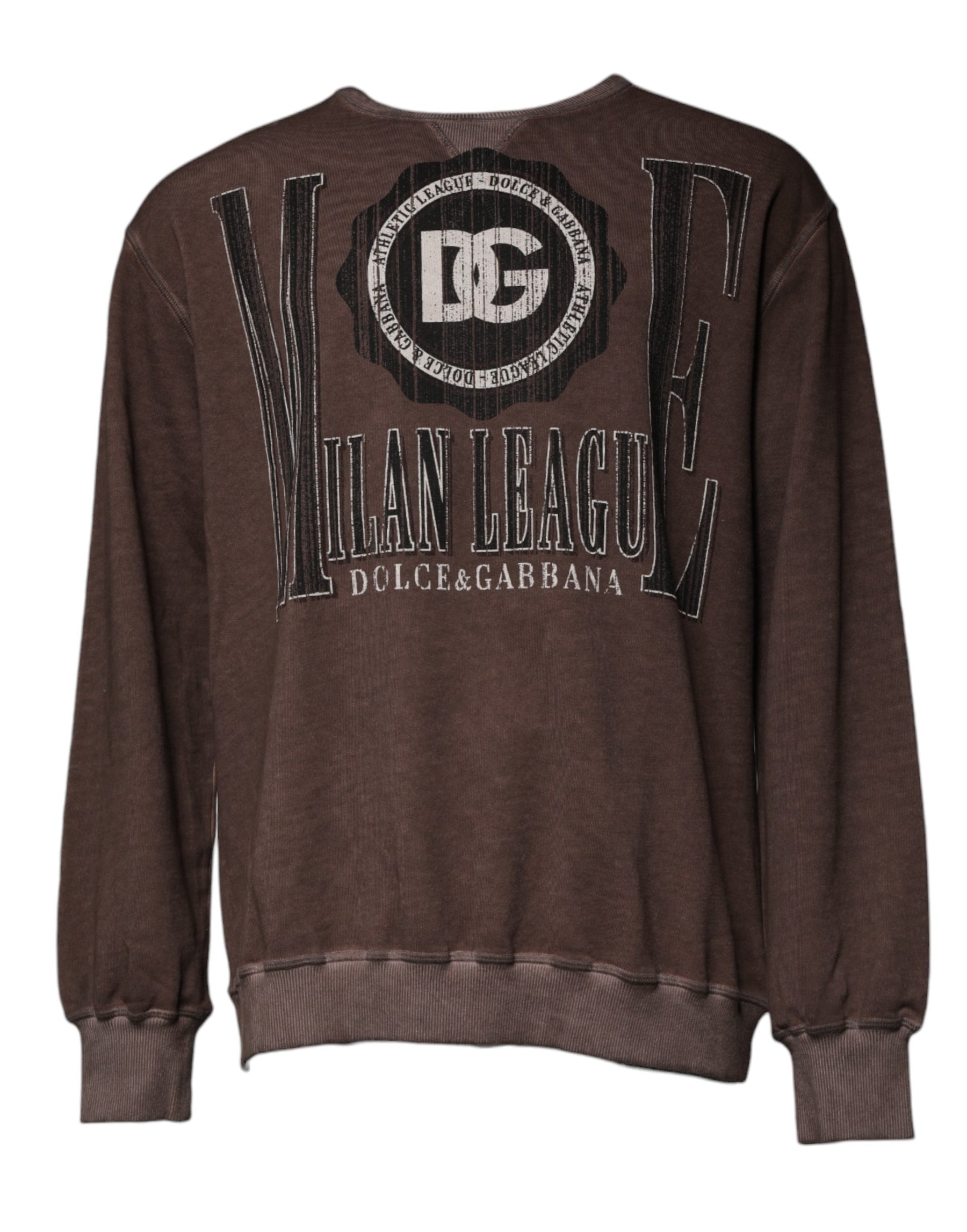 Dolce & Gabbana Brown Logo Print Crew Neck Pullover Sweater | Regal Royce