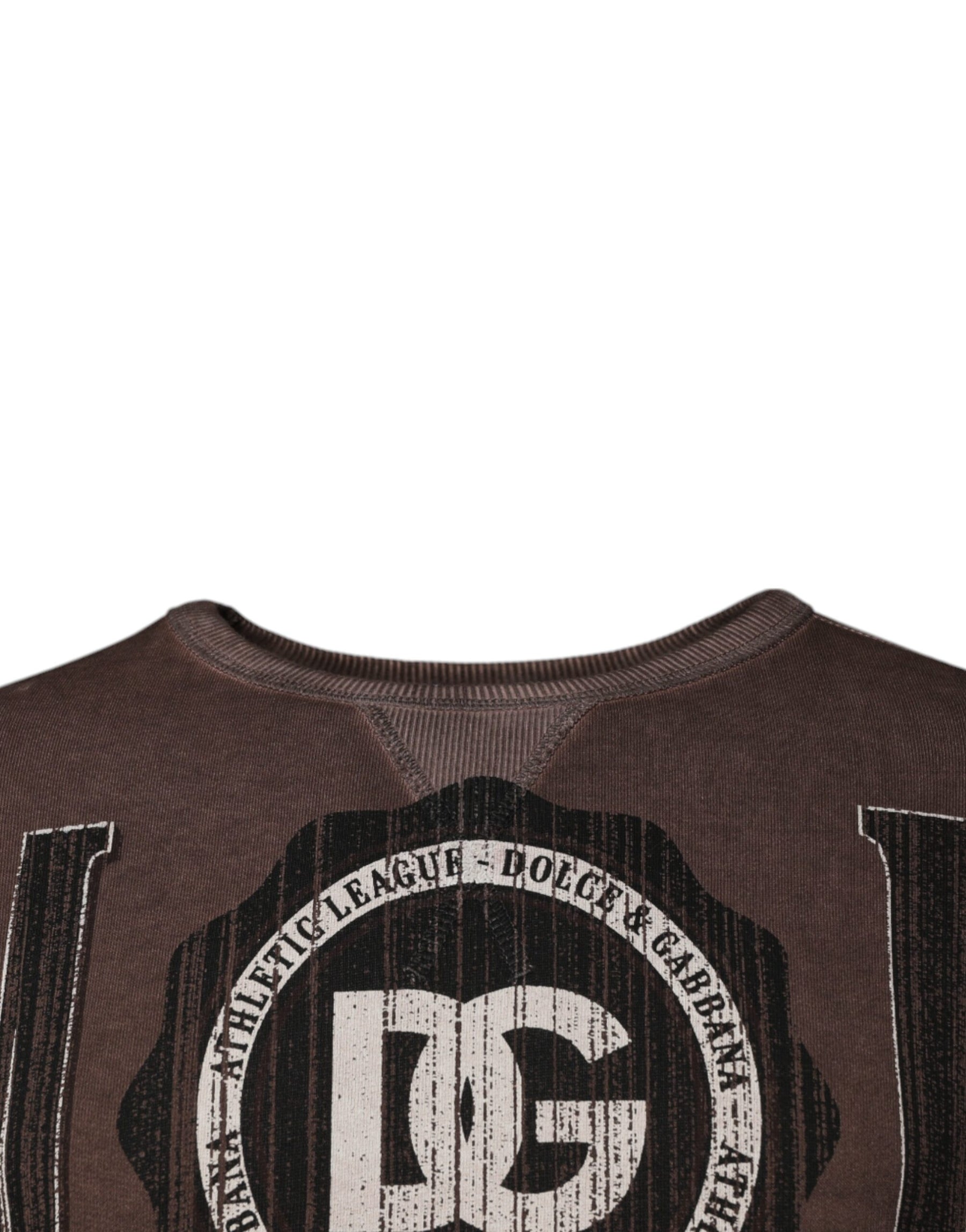 Dolce & Gabbana Brown Logo Print Crew Neck Pullover Sweater | Regal Royce