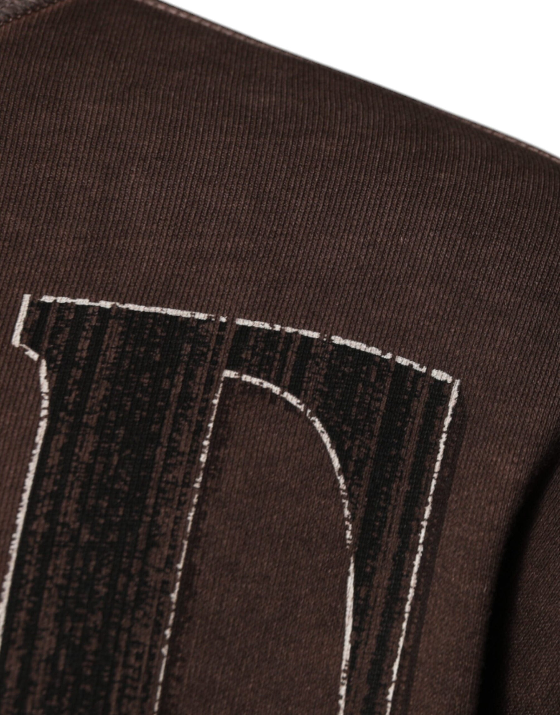 Dolce & Gabbana Brown Logo Print Crew Neck Pullover Sweater | Regal Royce