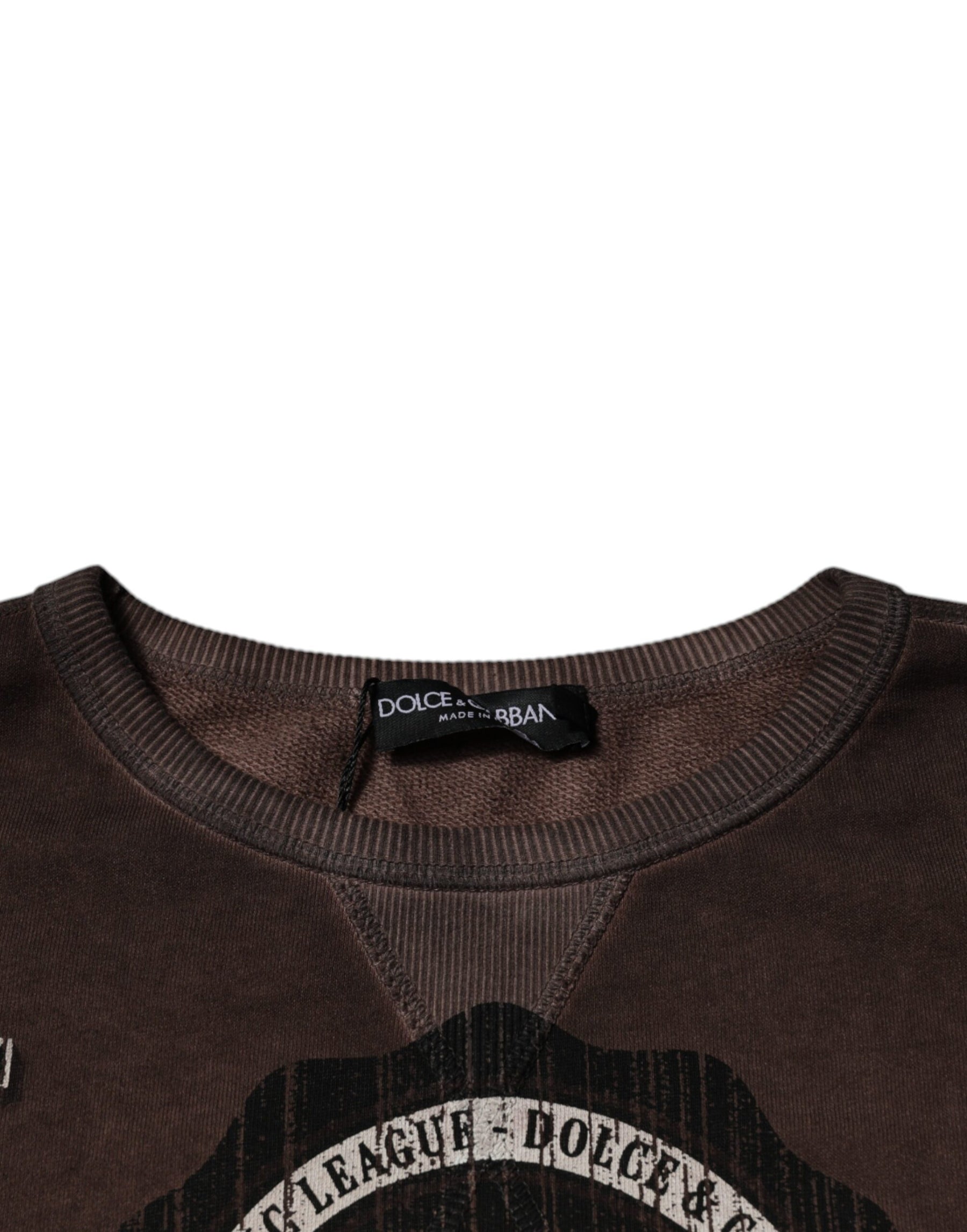Dolce & Gabbana Brown Logo Print Crew Neck Pullover Sweater | Regal Royce