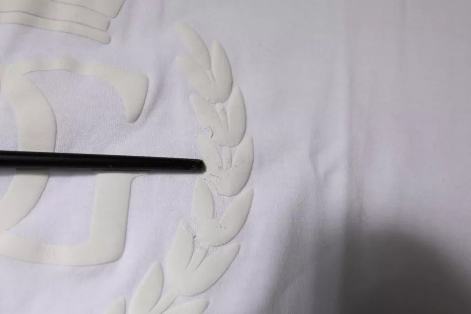 Dolce & Gabbana White Logo Embossed Cotton Crewneck T-shirt | Regal Royce