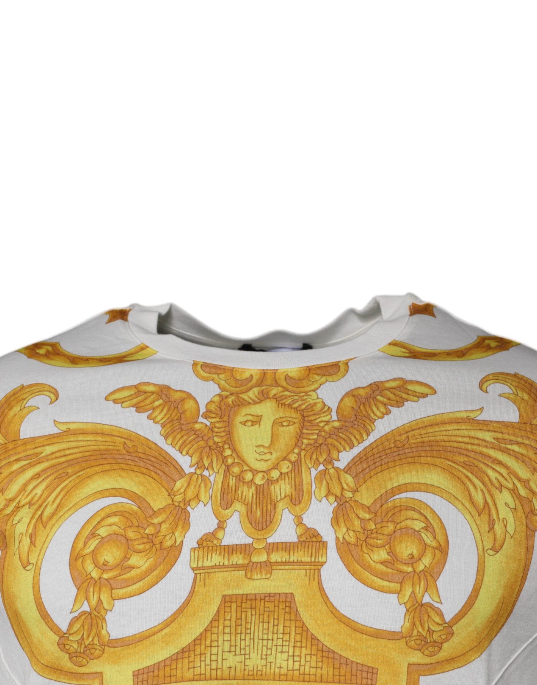 Versace White Medusa Print Cotton Crew Neck T-shirt | Regal Royce