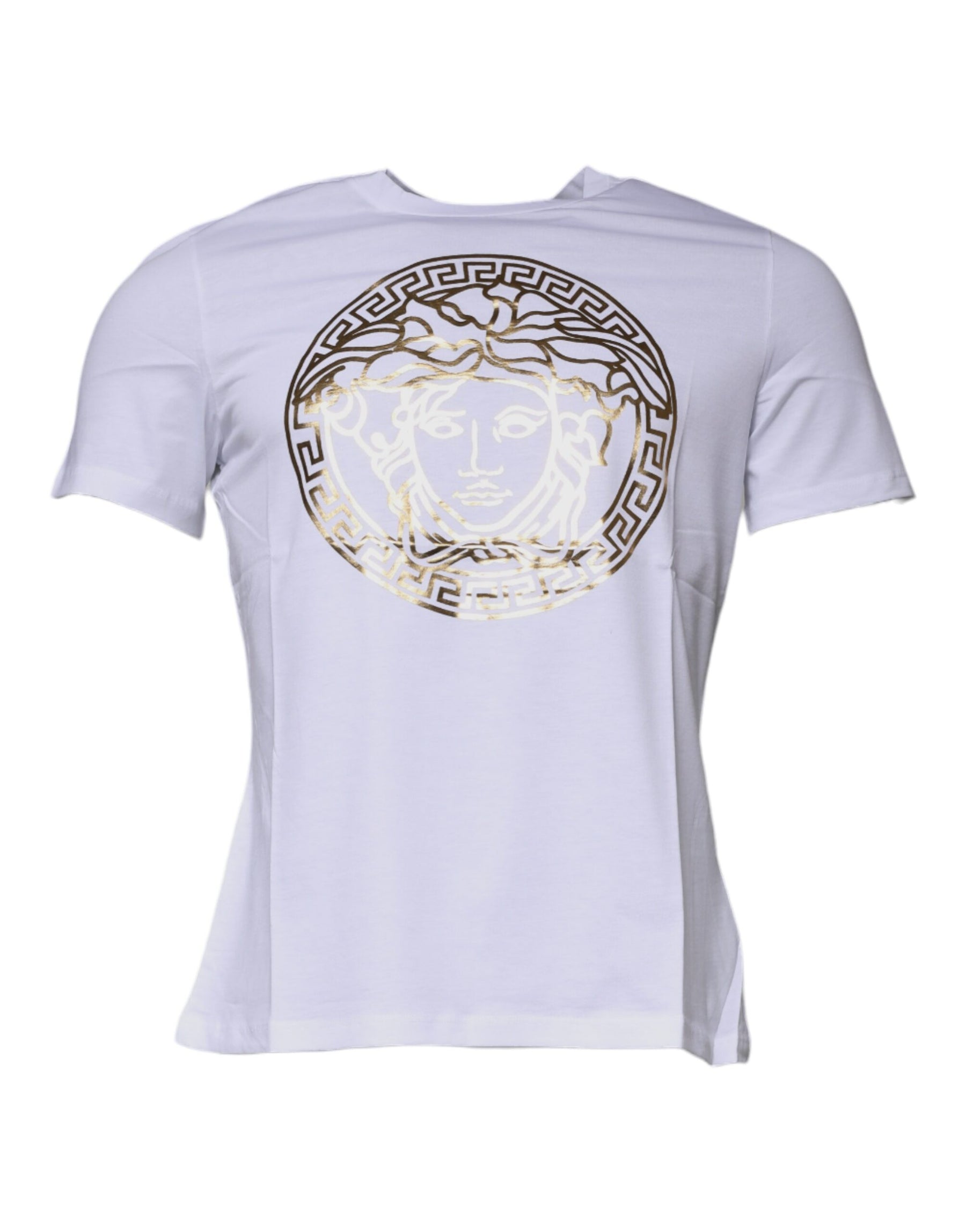 Versace White Medusa Print Cotton Crew Neck T-shirt | Regal Royce