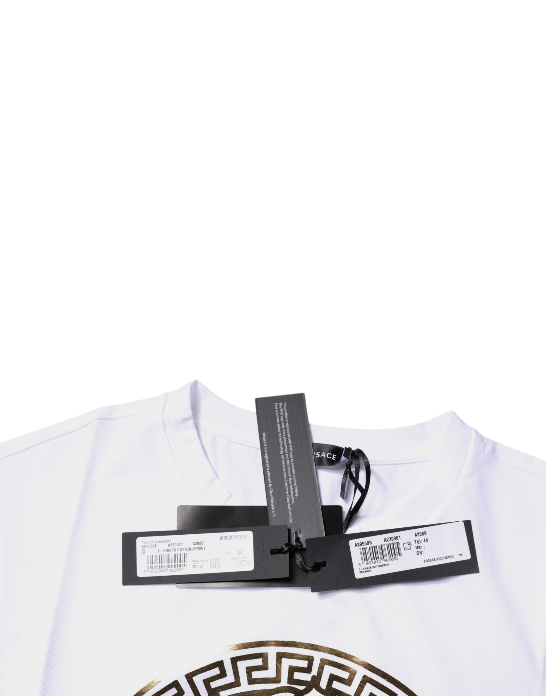 Versace White Medusa Print Cotton Crew Neck T-shirt | Regal Royce