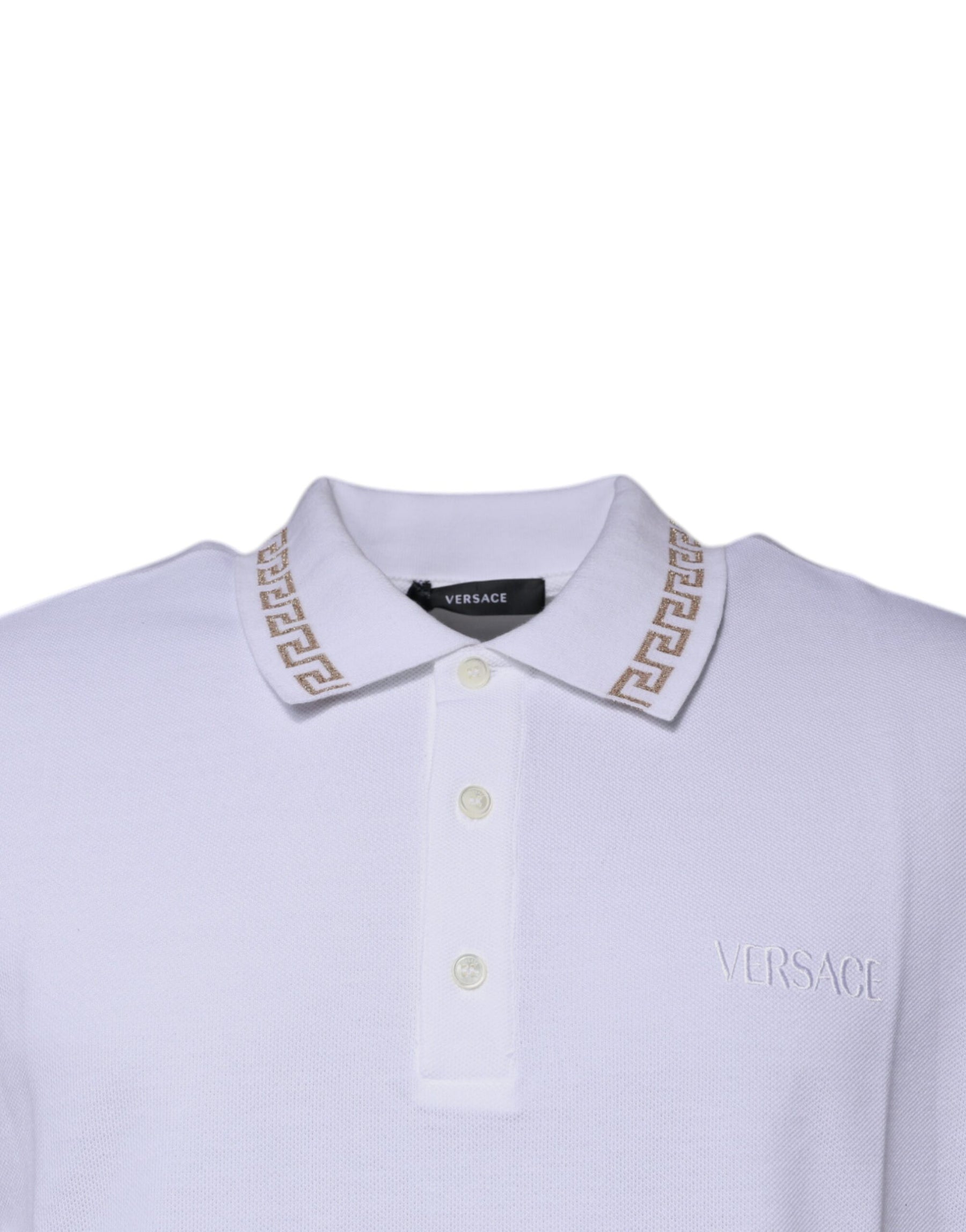 Versace White Viscose Collared Men Polo Short Sleeves T-shirt | Regal Royce