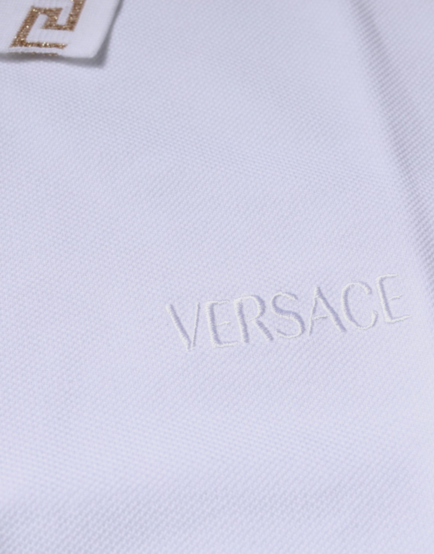Versace White Viscose Collared Men Polo Short Sleeves T-shirt | Regal Royce