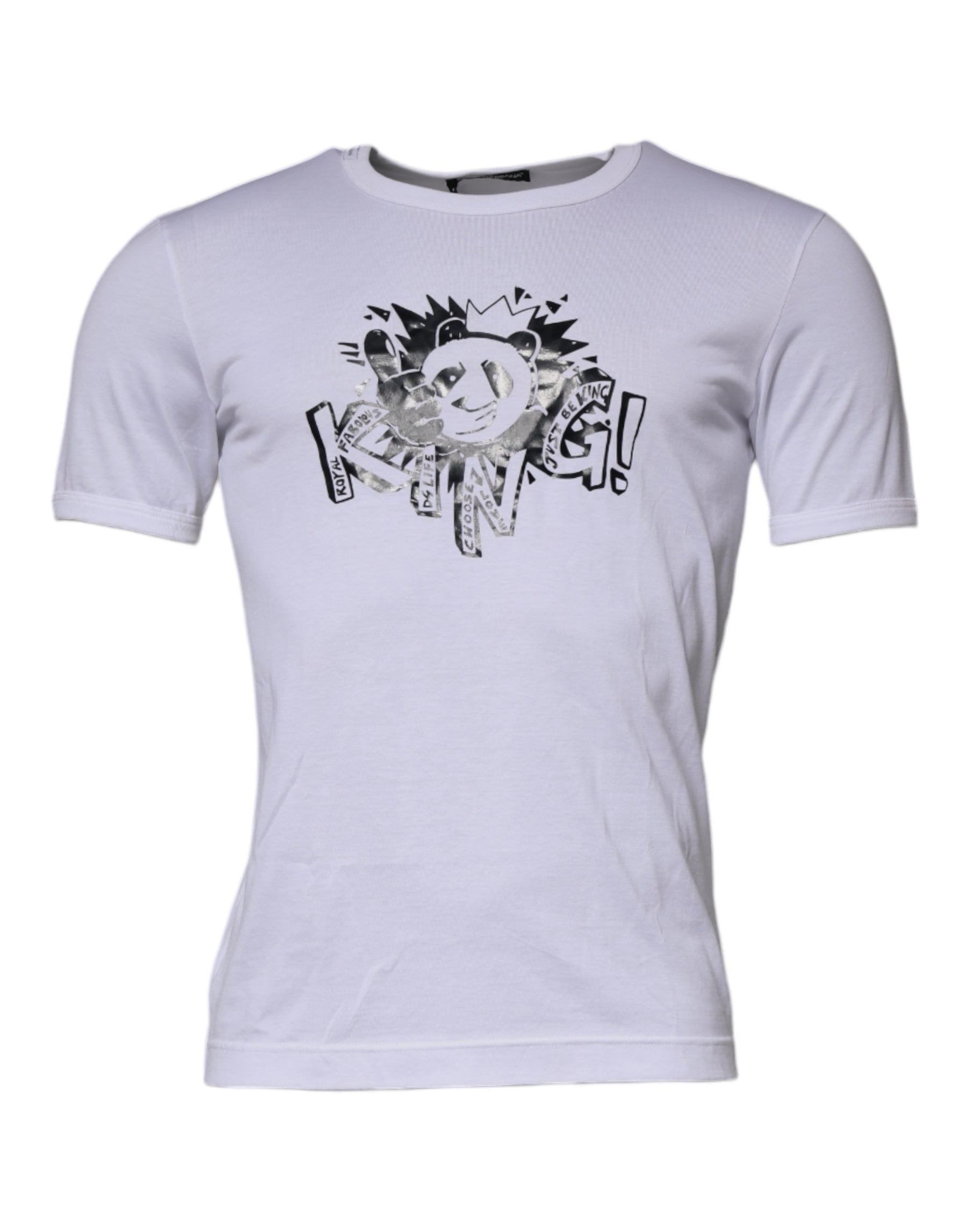 Dolce & Gabbana White Panda King Cotton Crew Neck T-shirt | Regal Royce