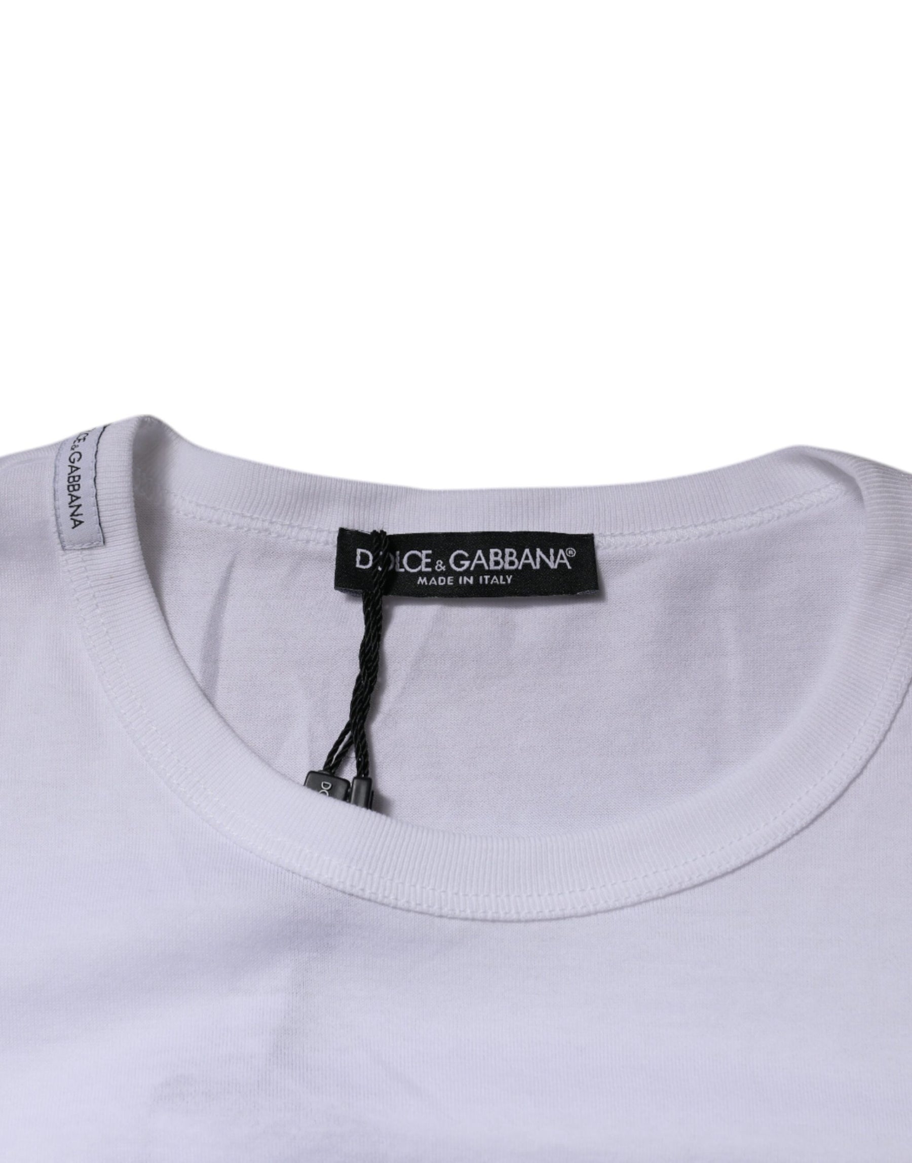 Dolce & Gabbana White Panda King Cotton Crew Neck T-shirt | Regal Royce