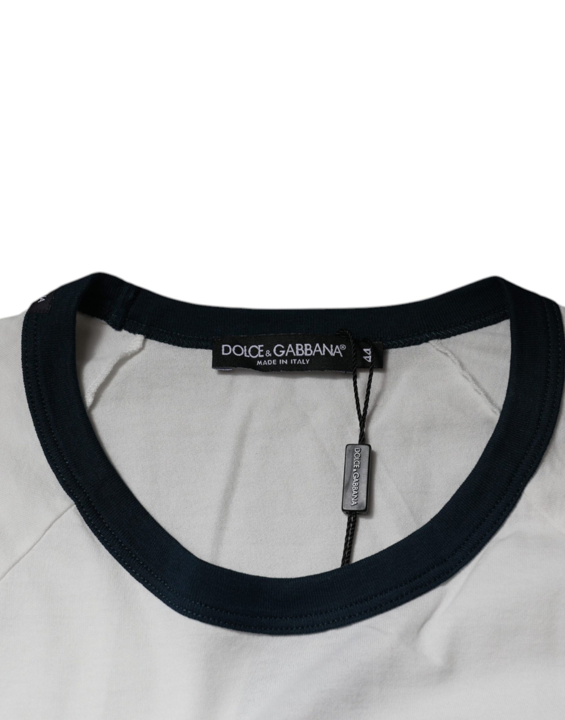 Dolce & Gabbana White DG Crown Cotton Crew Neck T-shirt | Regal Royce