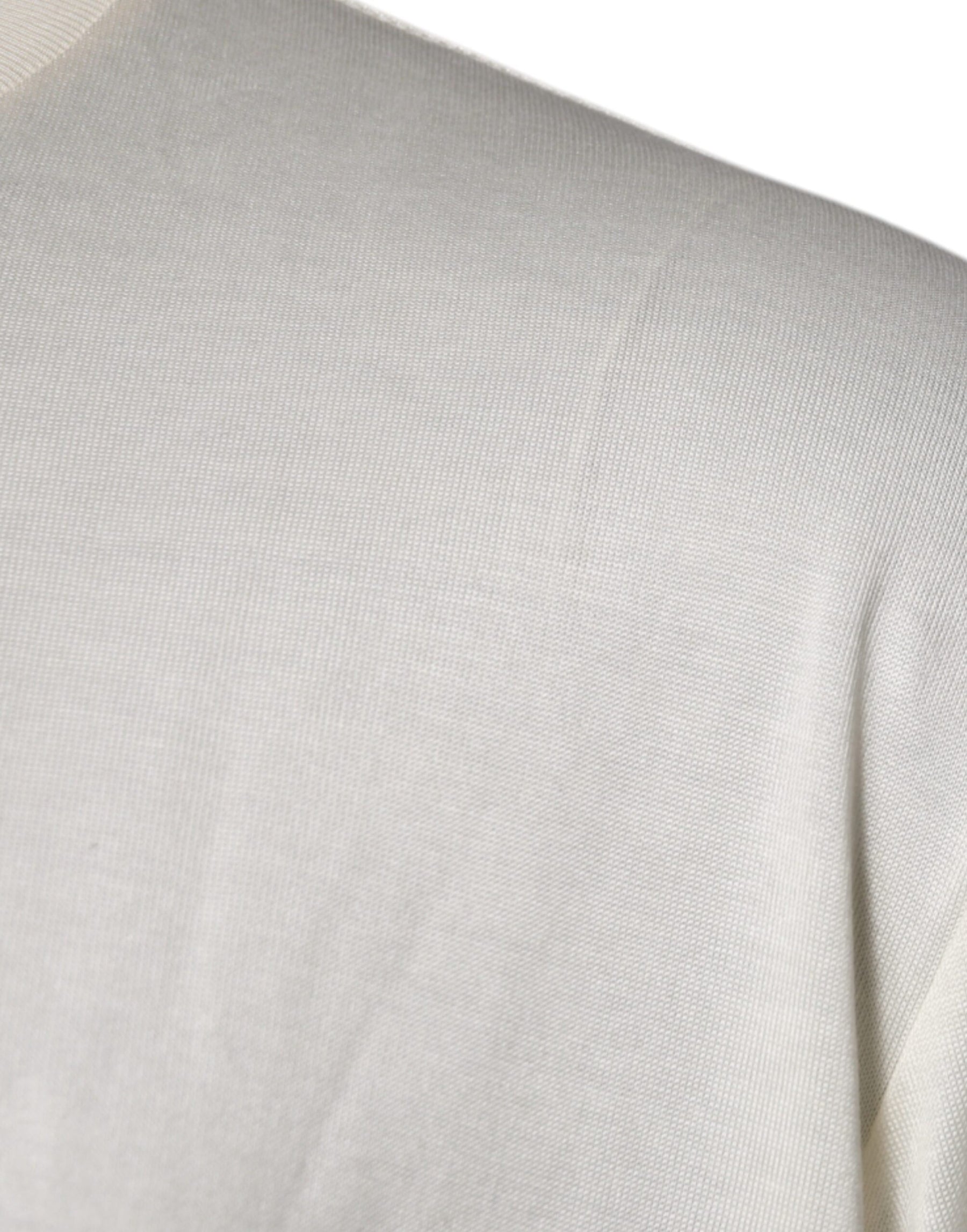 Dolce & Gabbana Off White Silk CrewNeck Short Sleeve T-shirt | Regal Royce