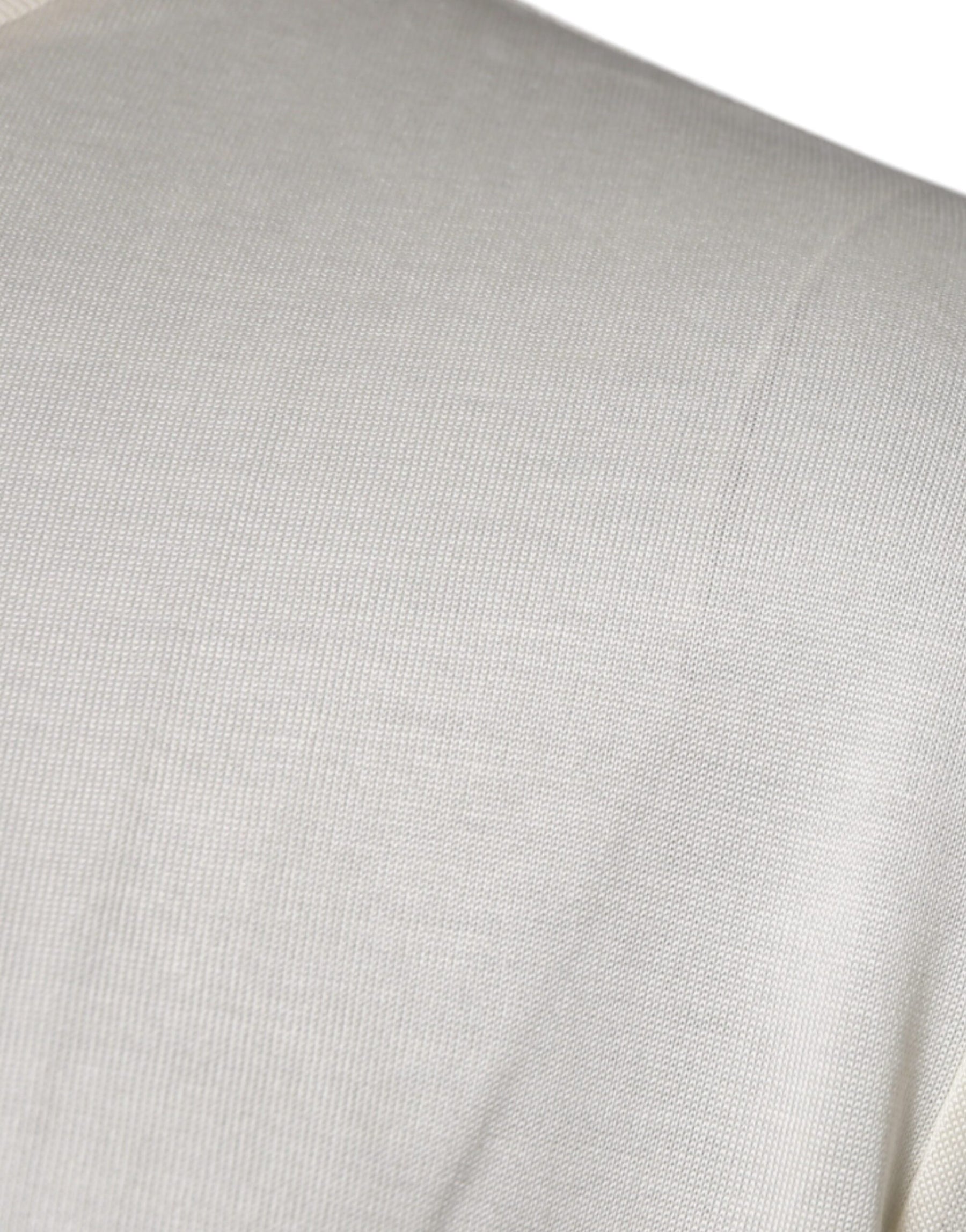 Dolce & Gabbana Off White Silk Crew Neck Short Sleeve T-shirt | Regal Royce
