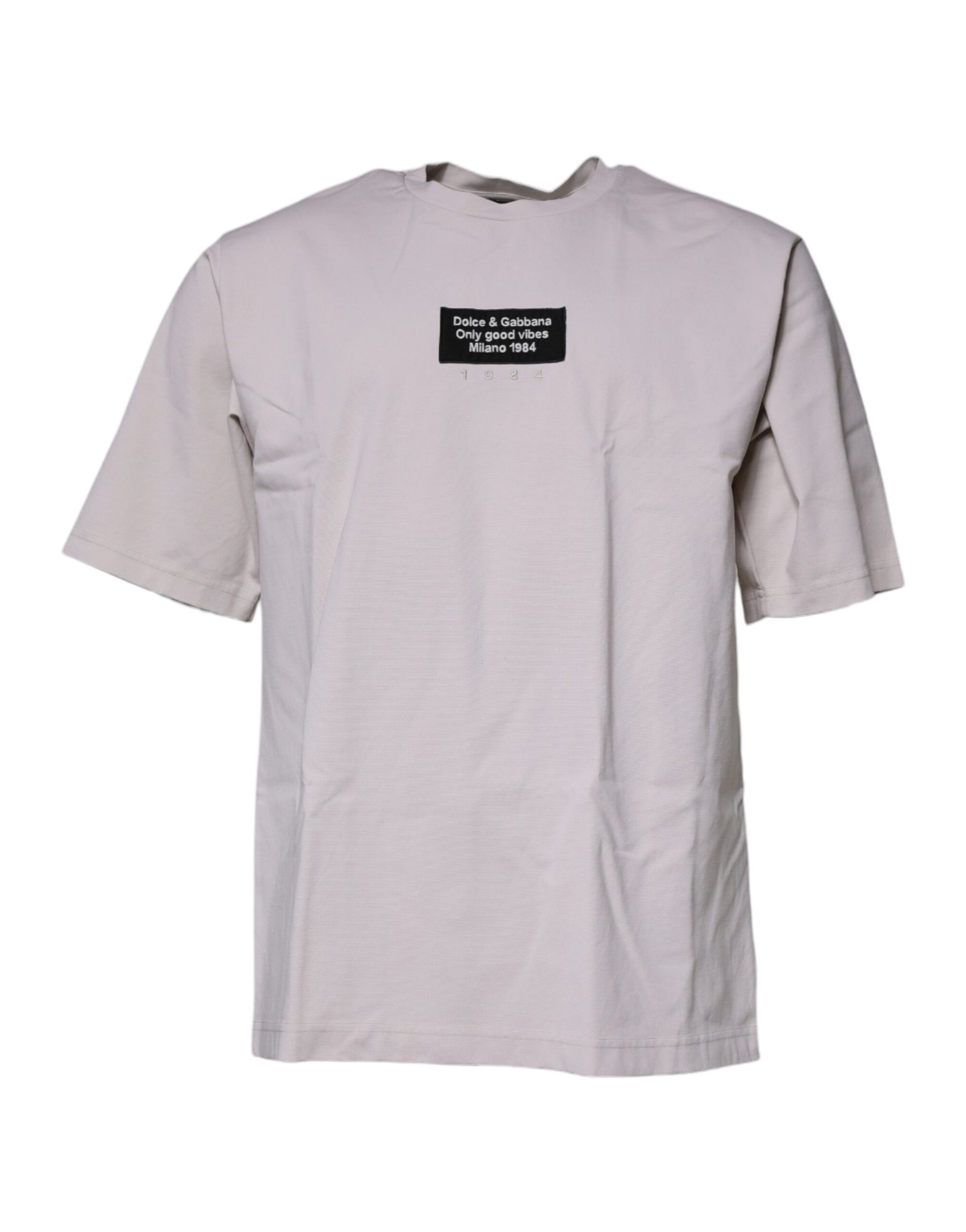 Dolce & Gabbana Beige DG Logo Crew Neck Short Sleeves T-shirt | Regal Royce