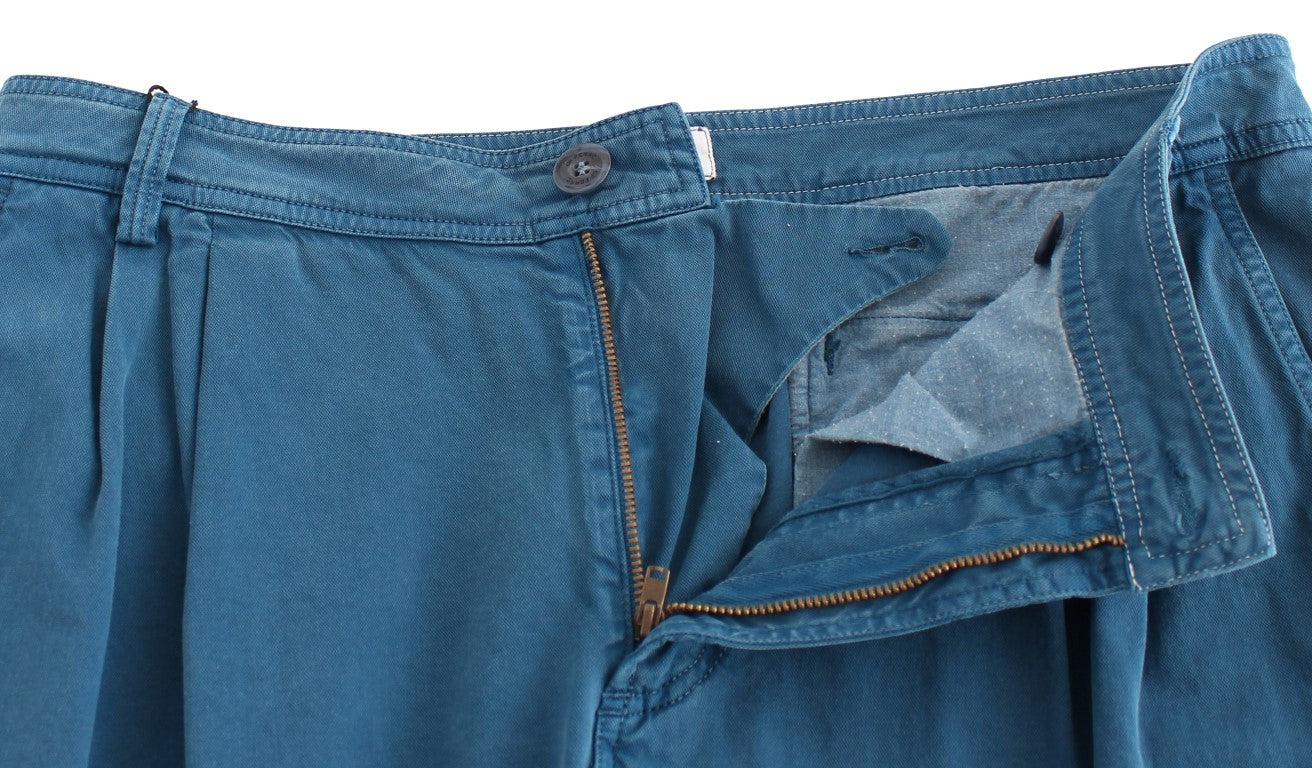 GF Ferre Blue Cotton Straight Fit Chinos | Regal Royce