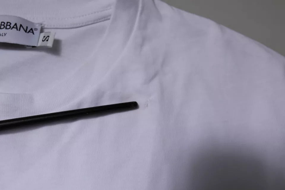 Dolce & Gabbana White DG Logo Cotton Crew Neck T-shirt | Regal Royce