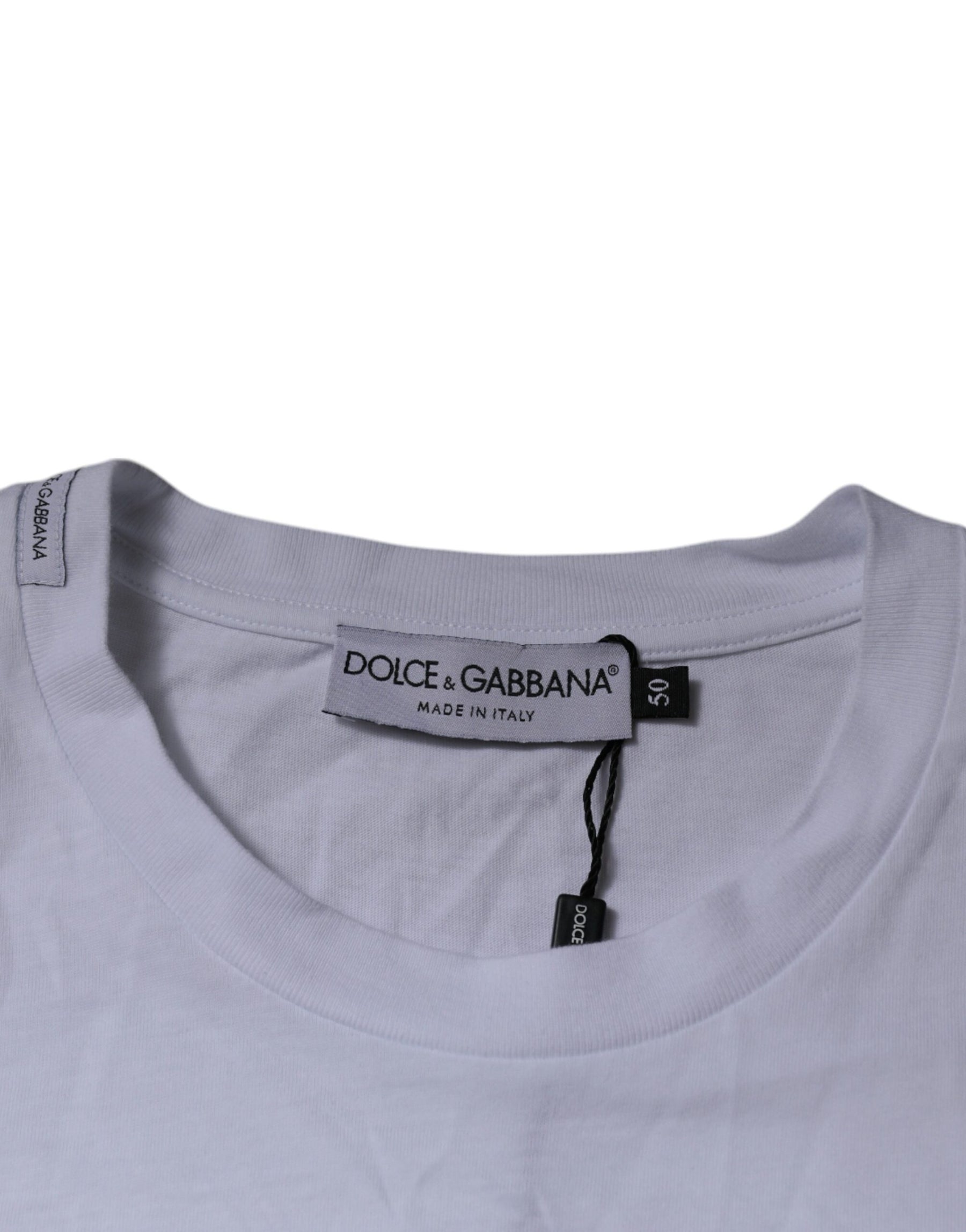 Dolce & Gabbana White DG Logo Cotton Crew Neck T-shirt | Regal Royce