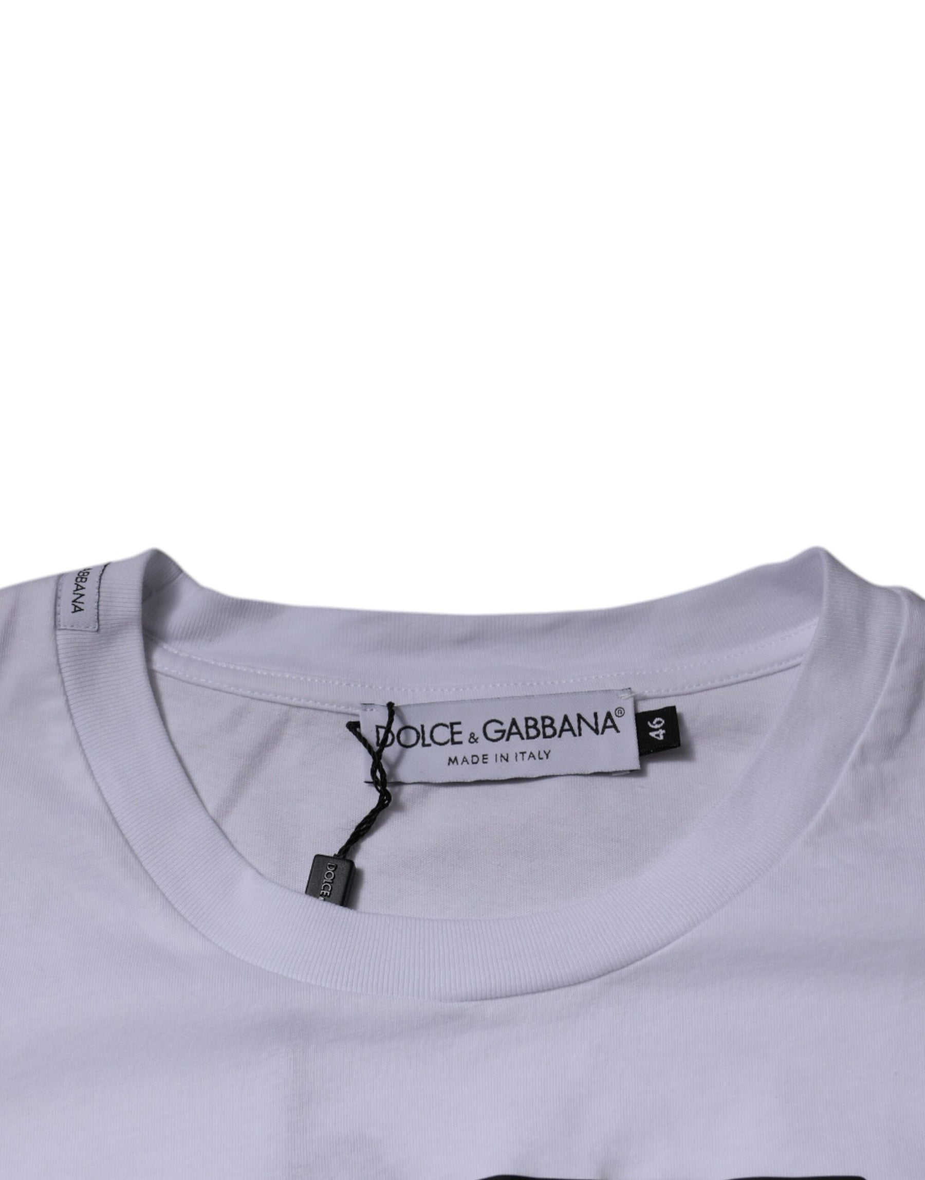 Dolce & Gabbana White DG Logo Cotton Crew Neck T-shirt | Regal Royce