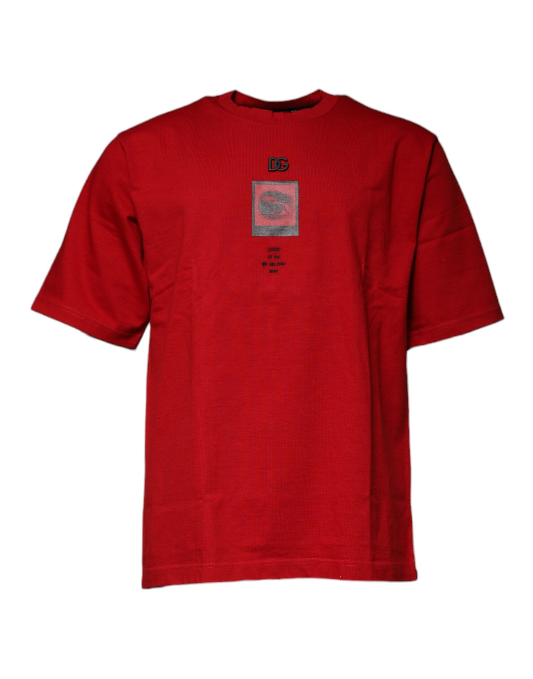 Dolce & Gabbana Red DG Eye Cotton Crew Neck T-shirt | Regal Royce